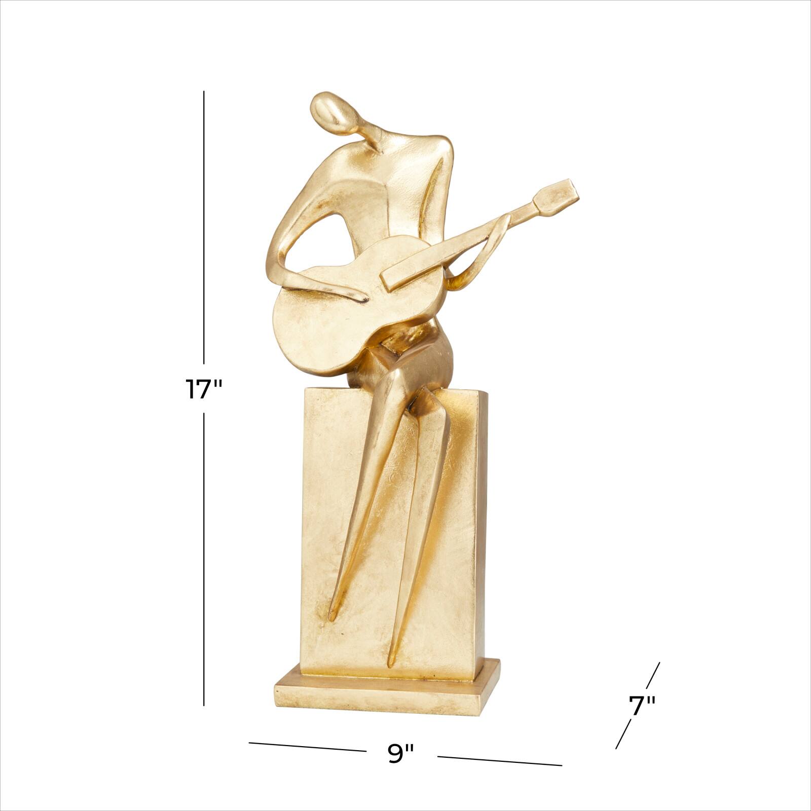Gold Polystone Contemporary Sculpture, 17&#x22; x 9&#x22; x 7&#x22;
