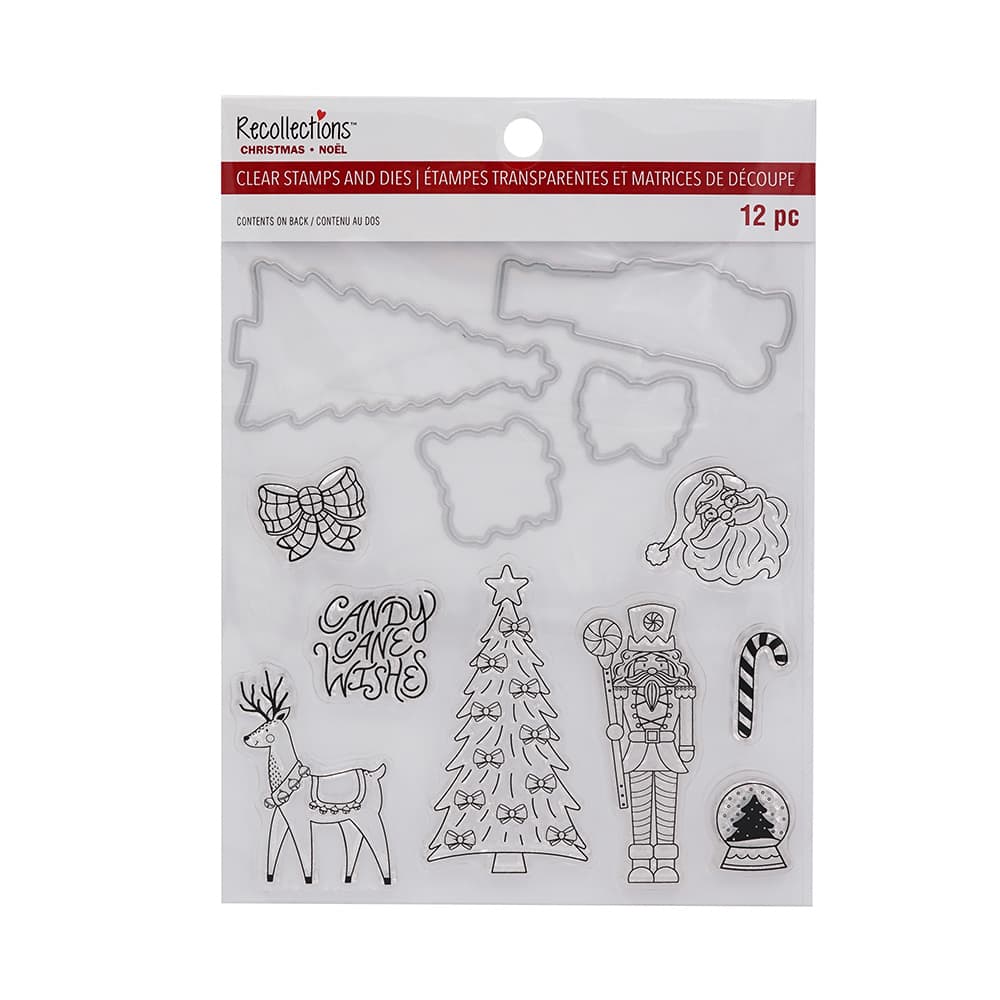 Candy Cane Wishes Clear Stamp &#x26; Die Set by Recollections&#x2122;