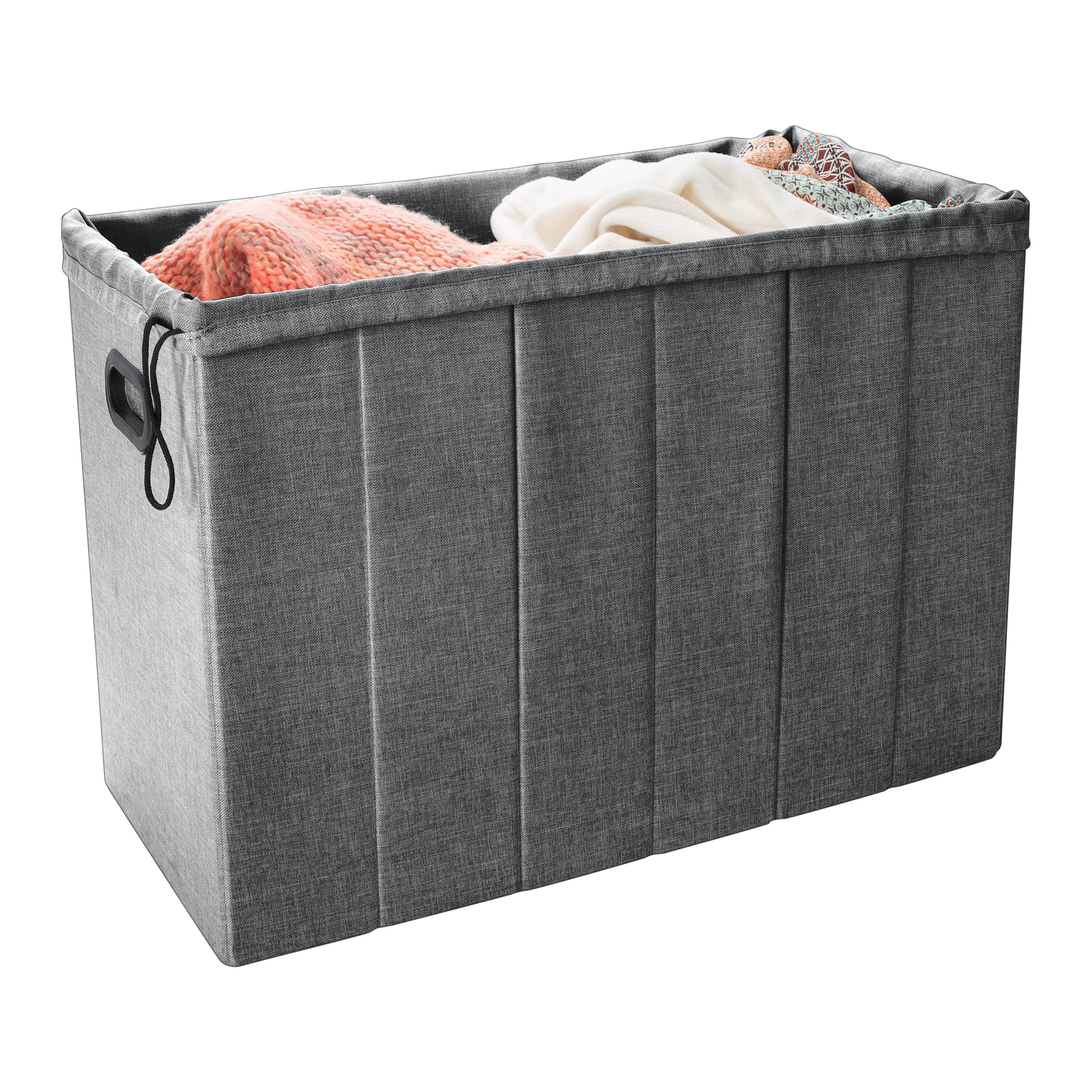 Simplify Gray Collapsible Flip Top Hamper Ottoman