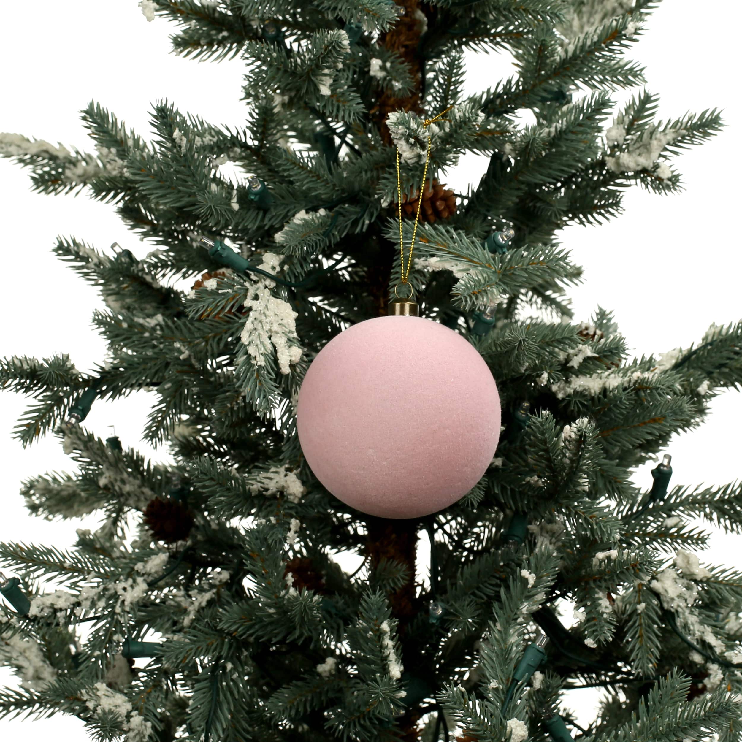 4 Pack 3.8&#x22; Flocked Shatterproof Ball Ornaments by Ashland&#xAE;