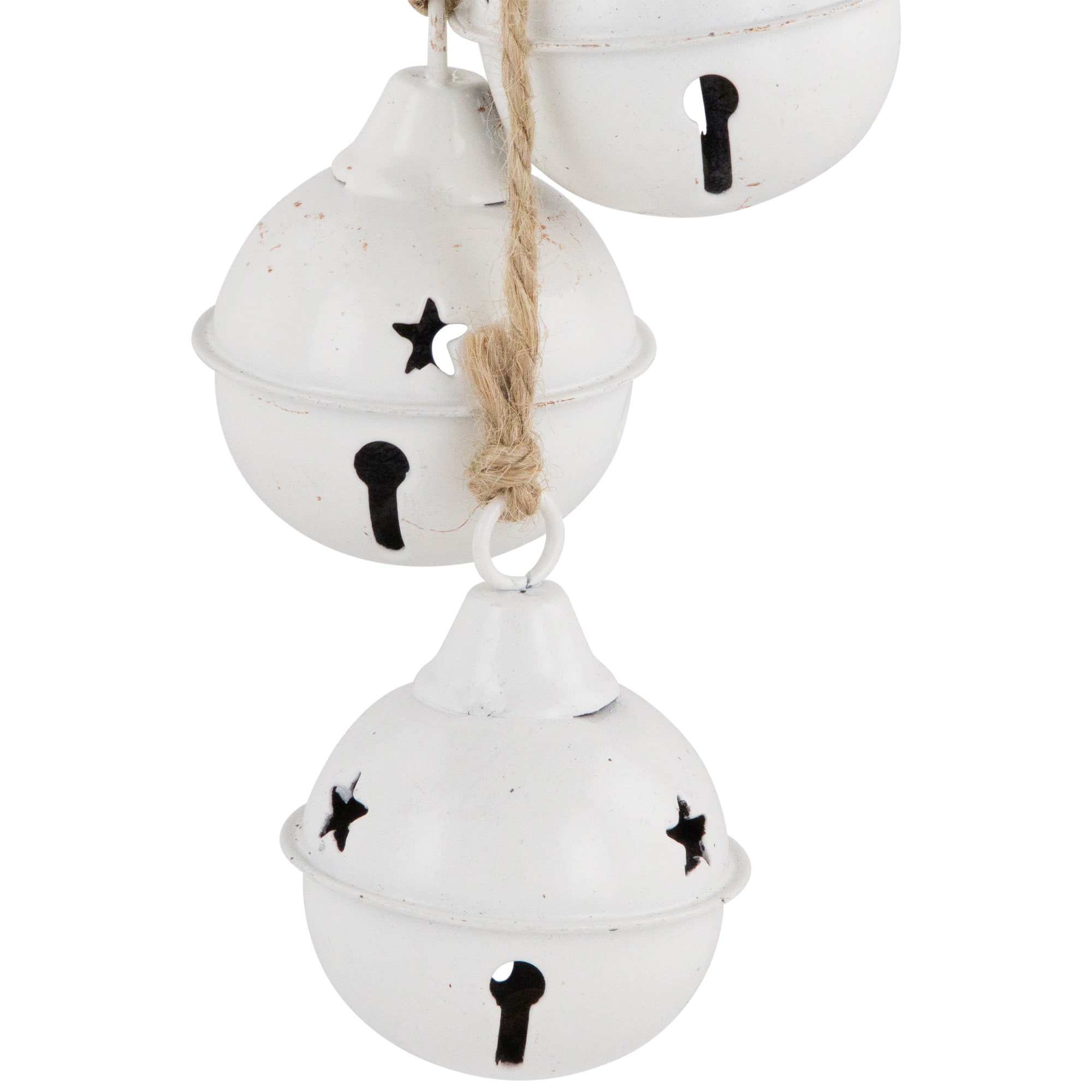 Cascading Christmas Jingle Bell Ornaments - 13.5" - White - Set of 2