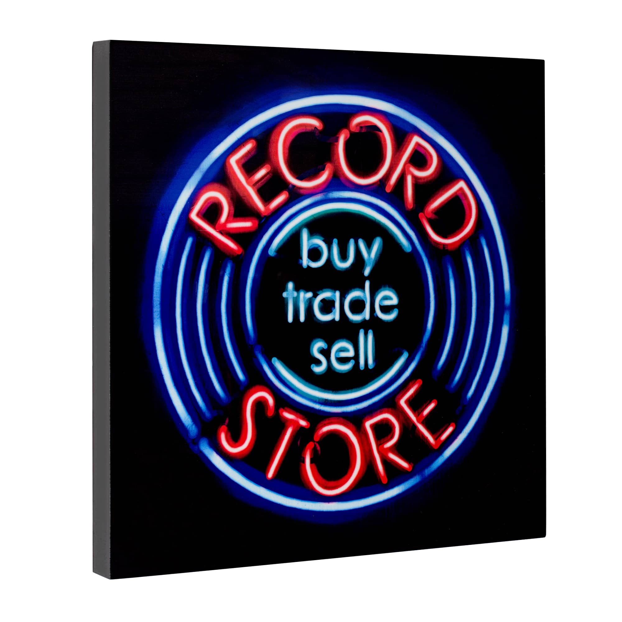 Record Store Buy Sell Trade Neon Wall Art