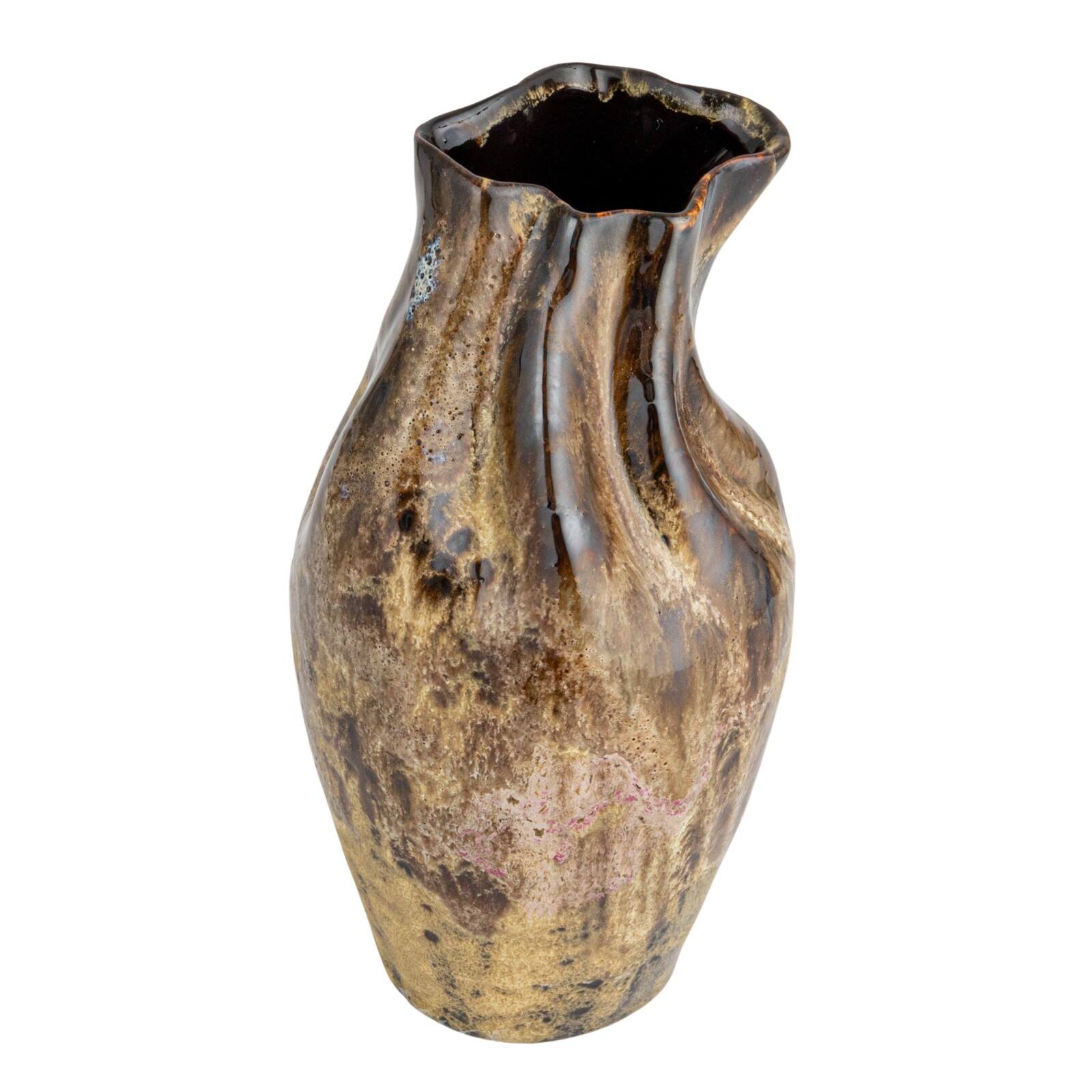 Hello Honey&#xAE; 10.5&#x22; Multicolor Hand-Painted Stoneware Organic Vase with Reactive Glaze