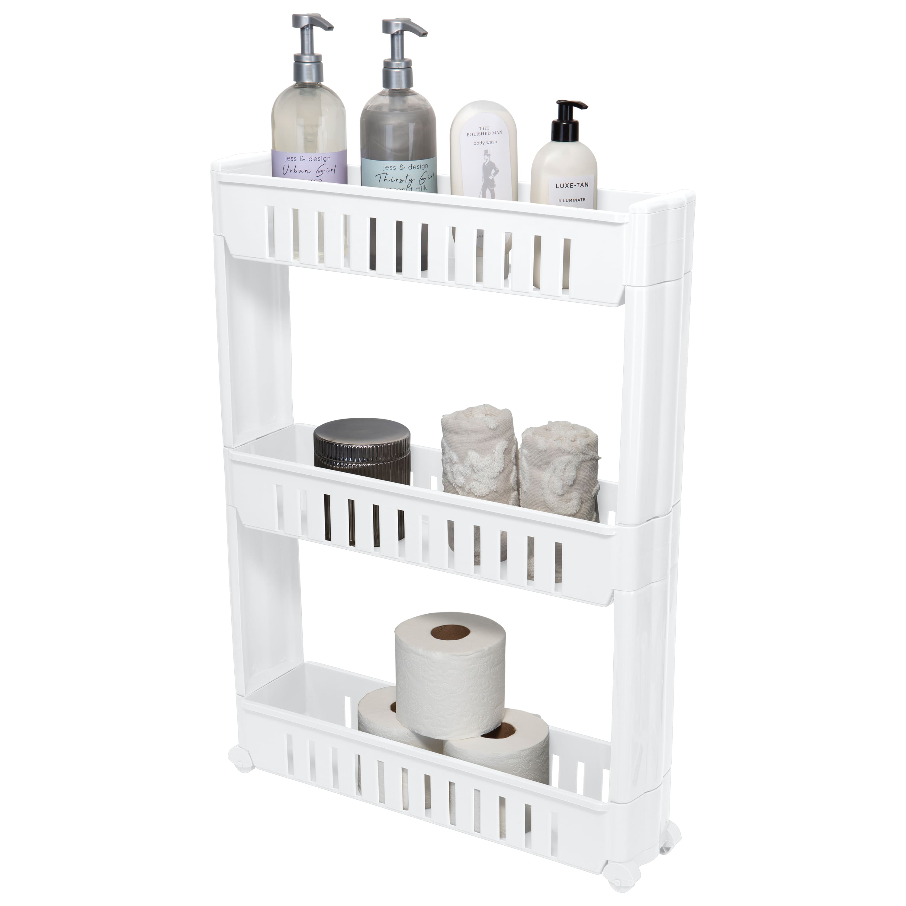 Simplify White 3-Tier Slim Slide Out Storage Cart