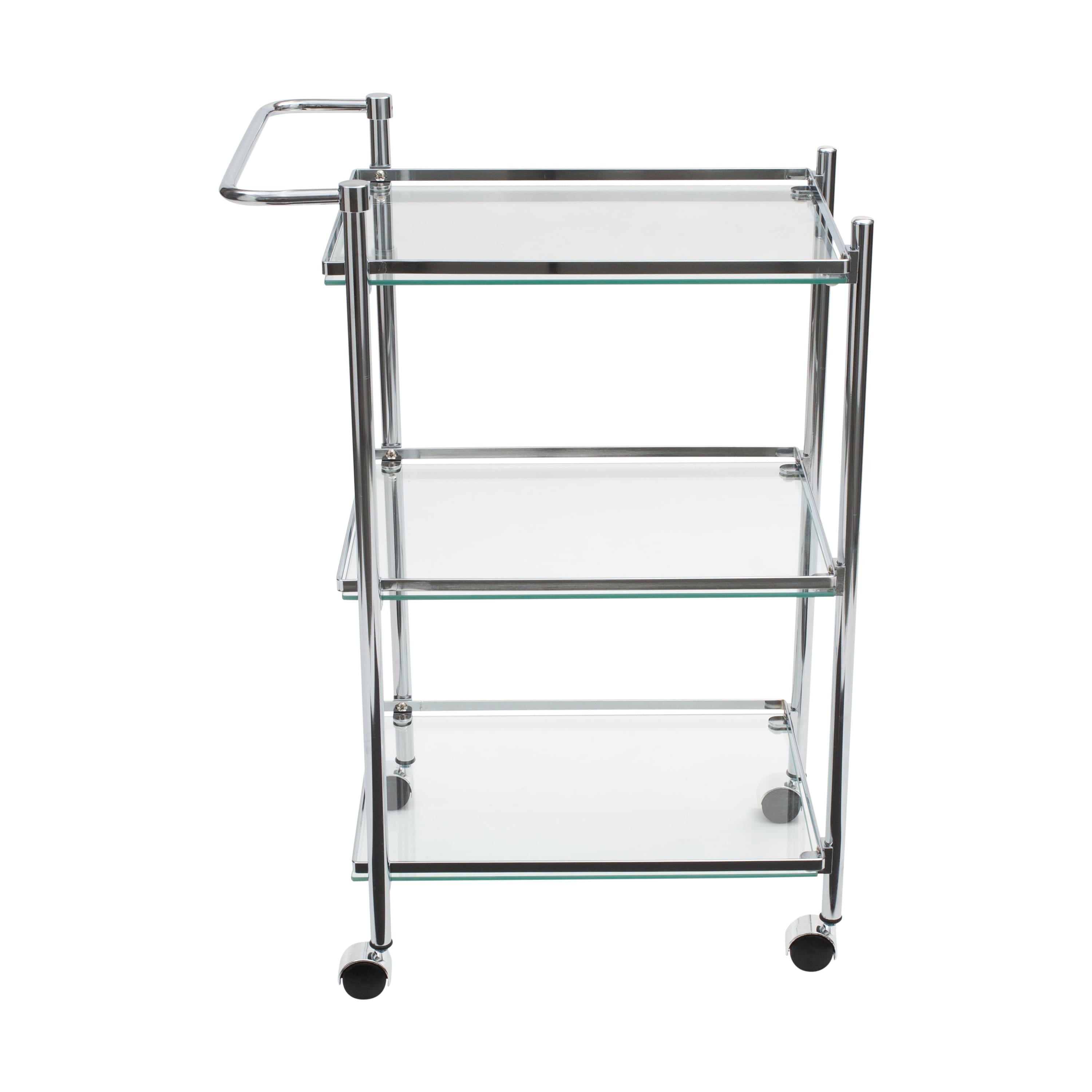 Organize It All Chrome 3-Tier Tempered Glass Rolling Serving Cart ...