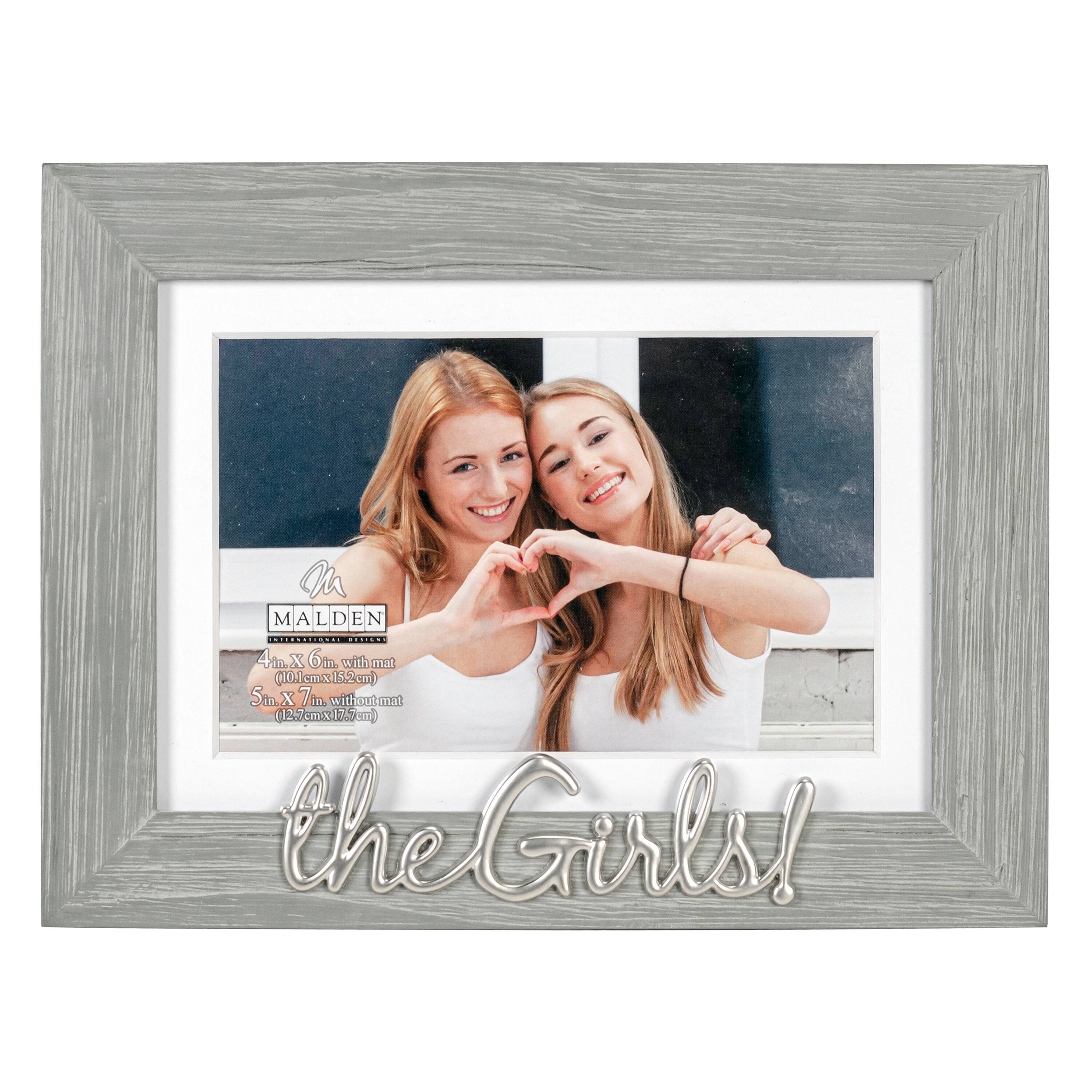 Malden International Designs The Girls 4" x 6" Distressed Expression Frame with Mat
