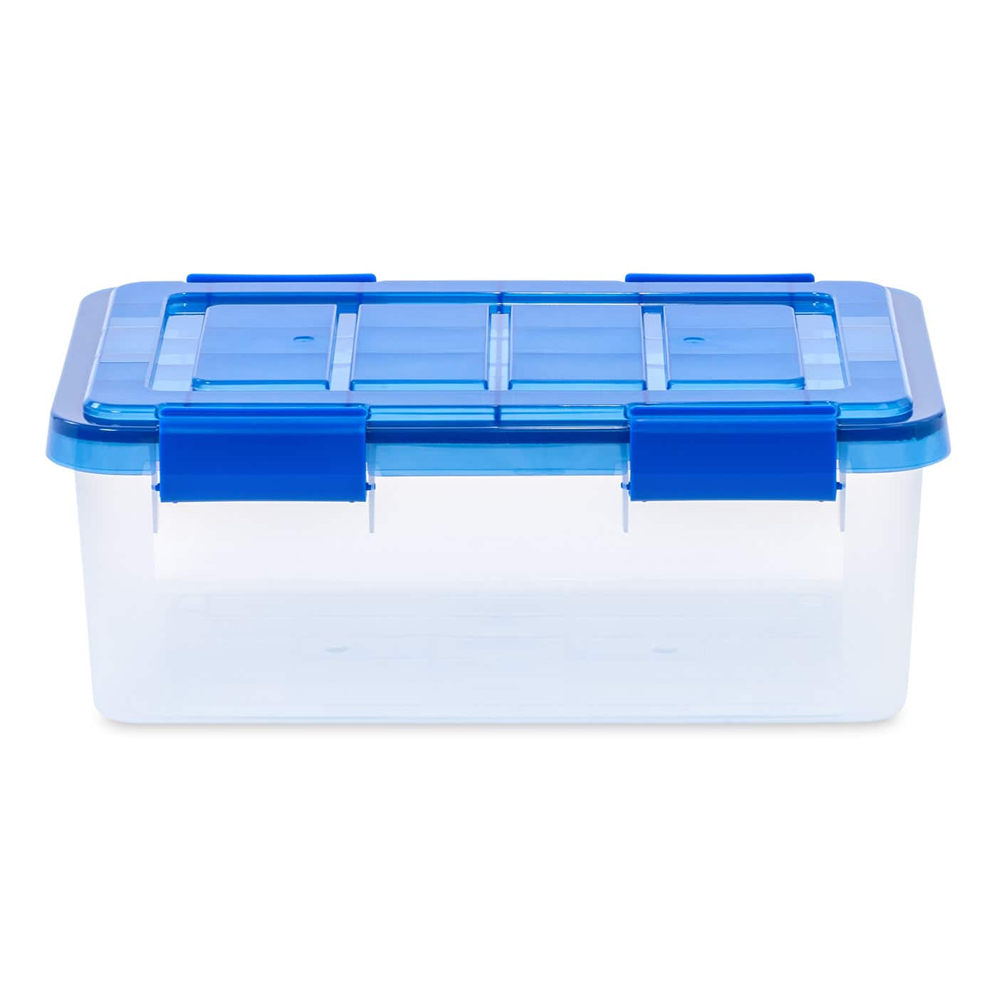 IRIS® WeatherPro™ 16qt. Clear Heavy Duty Plastic Storage Bin with Blue Lid