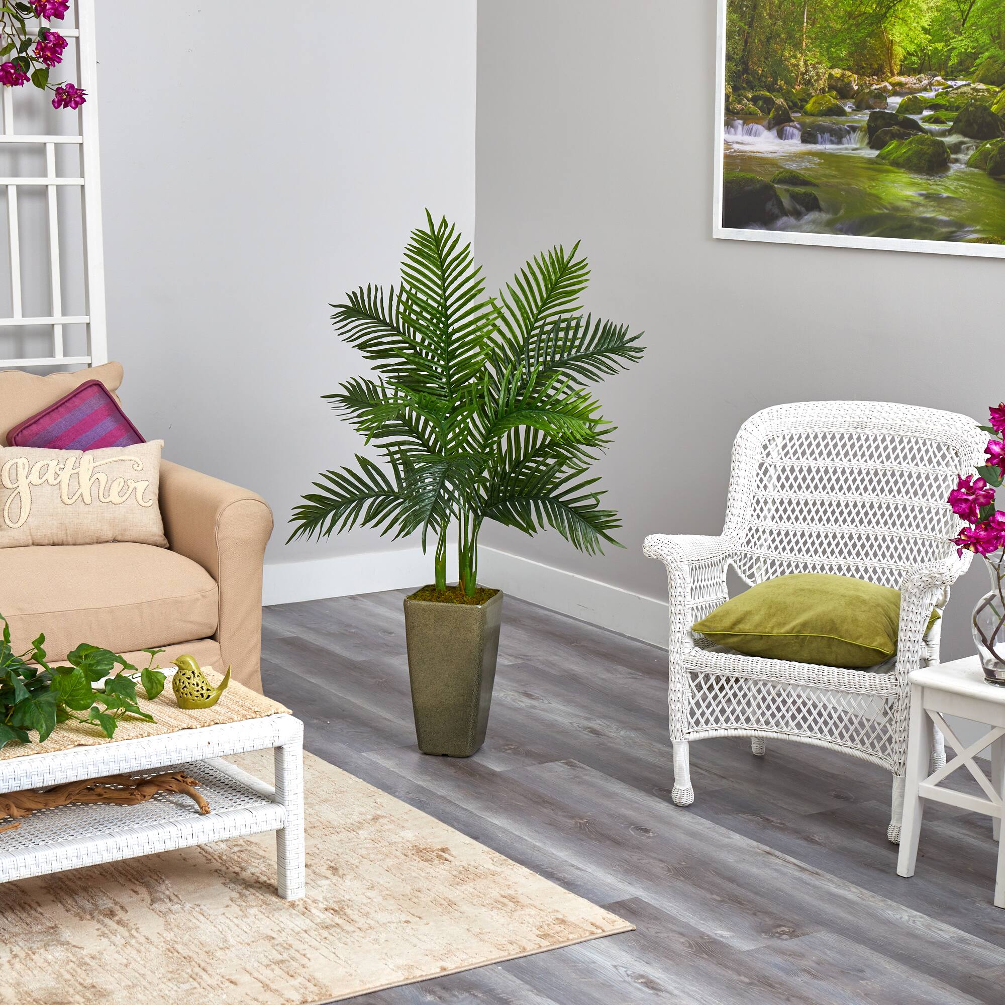 4ft. Areca Palm Tree in Green Planter