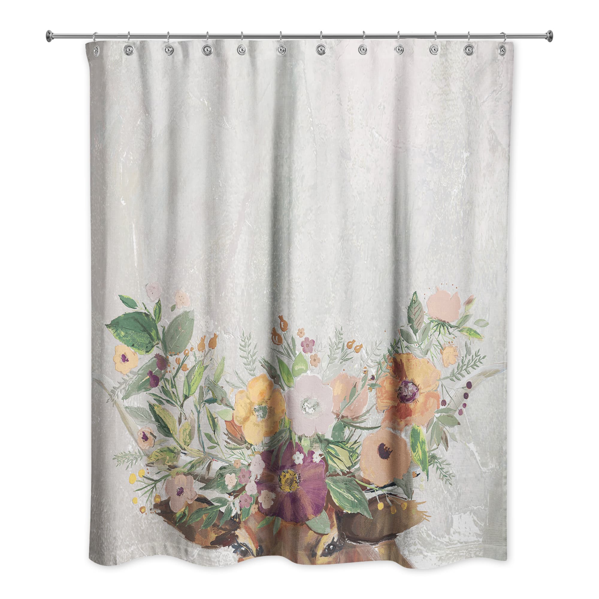 Steer with Flower Horns 71" x 74" Shower Curtain