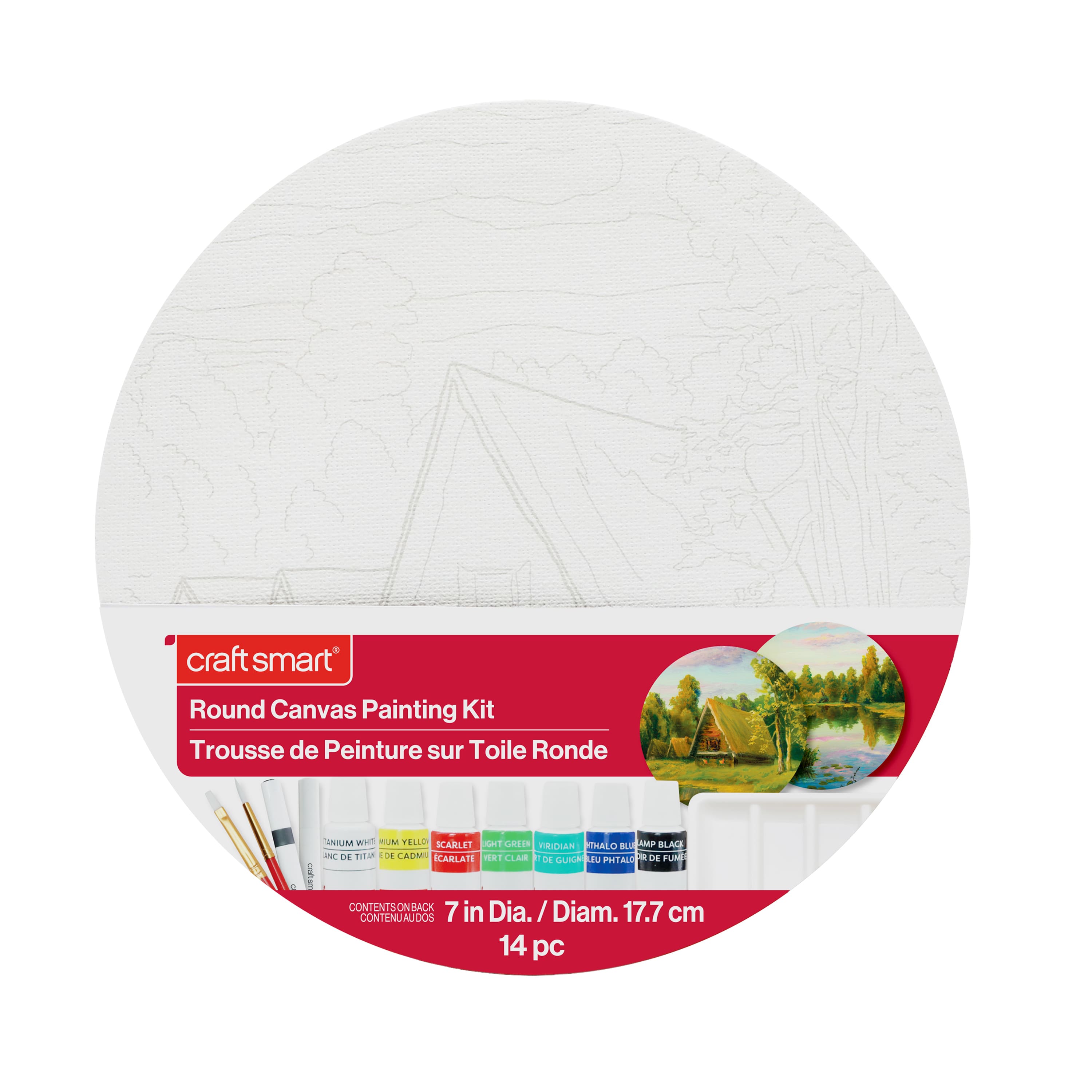 7&#x22; Lake &#x26; Cabin Round Canvas Painting Kit by Craft Smart&#xAE;