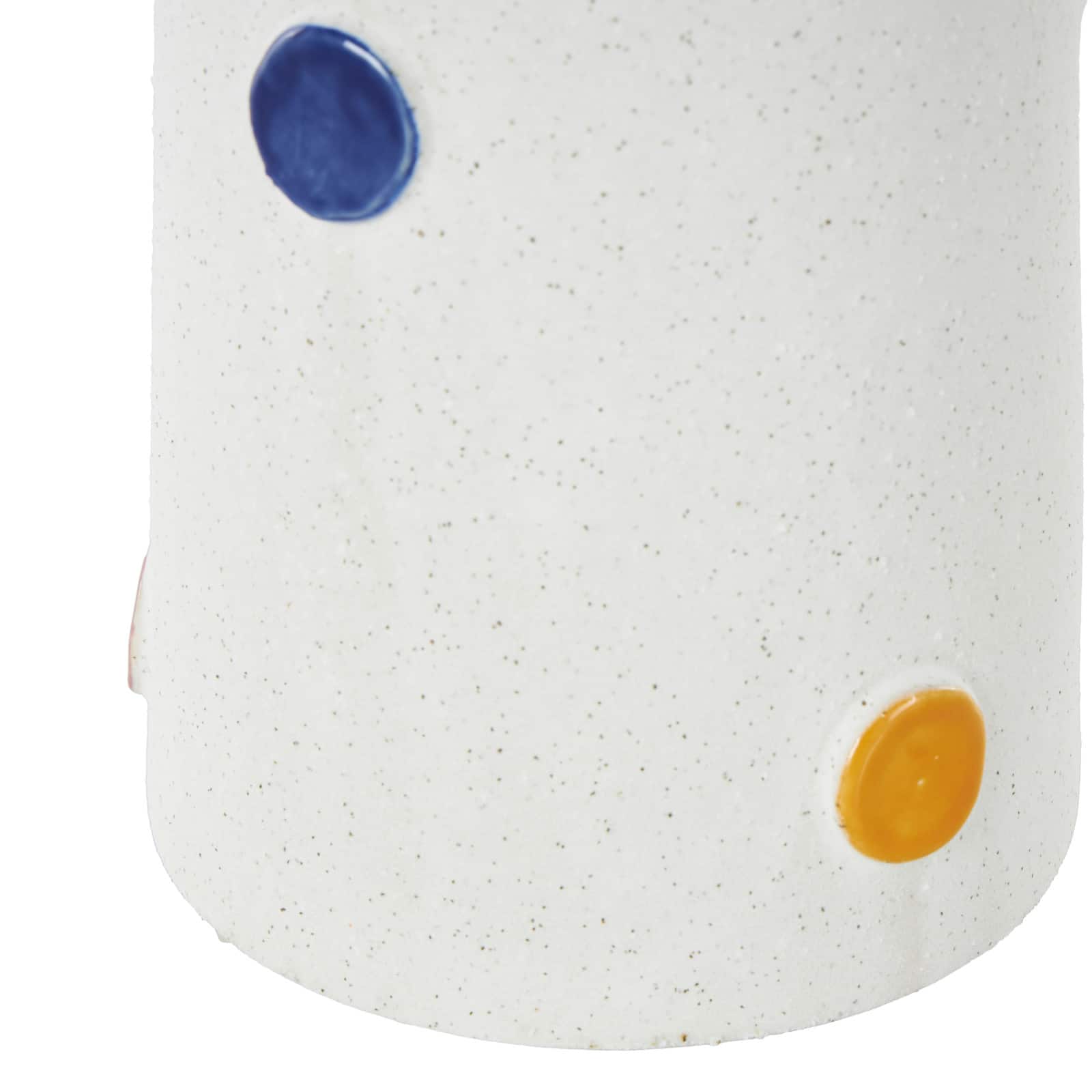 16" White & Multicolor Spots Slim Cone Ceramic Decorative Vase with Handles