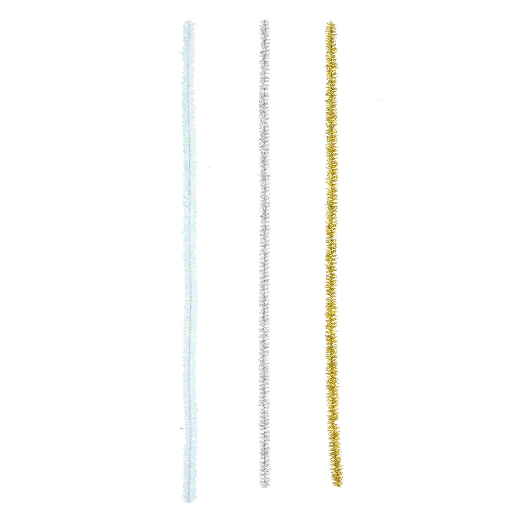 White, Silver &#x26; Gold Chenille Pipe Cleaners by Creatology&#x2122;