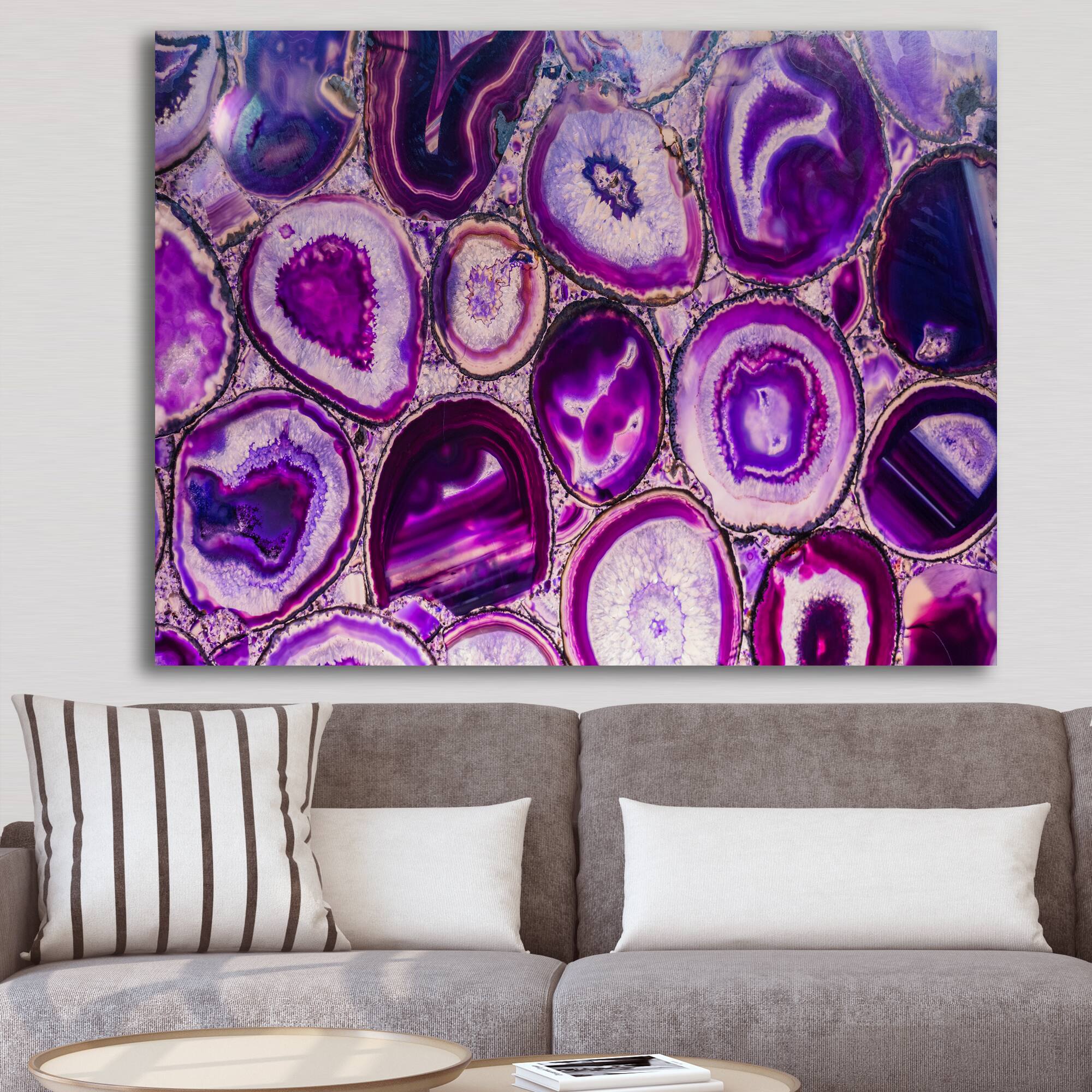 Designart - Violet Agate geode - Mid-Century Modern Gallery-wrapped Canvas