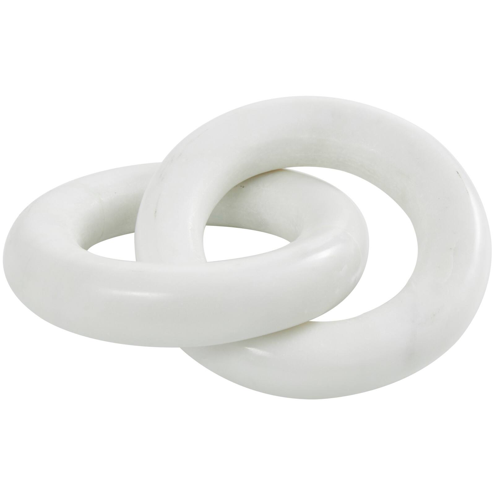 7" White Marble Geometric 2-Link Chain Sculpture