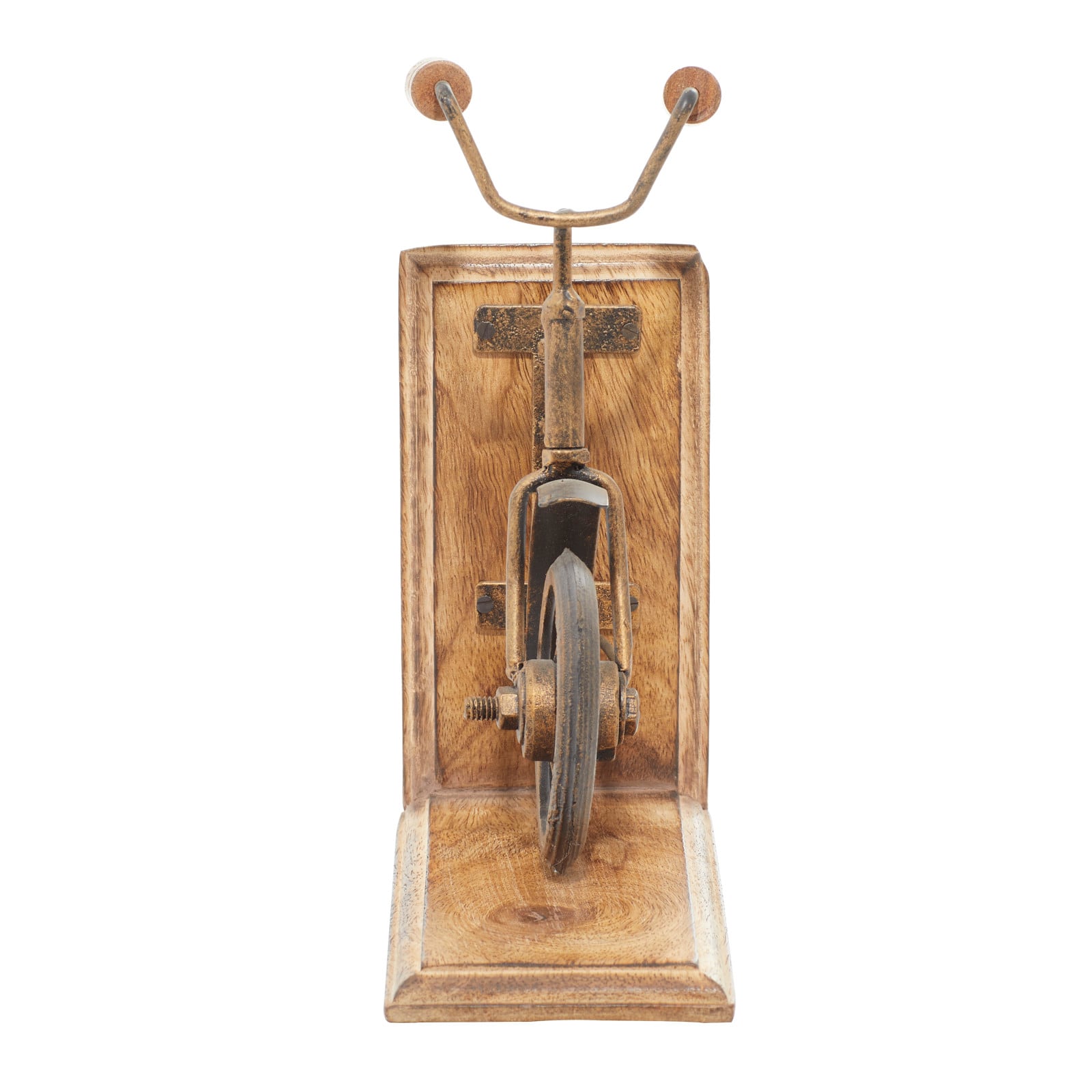 9&#x22; Brass &#x26; Wood Vintage Bicycle Bookends