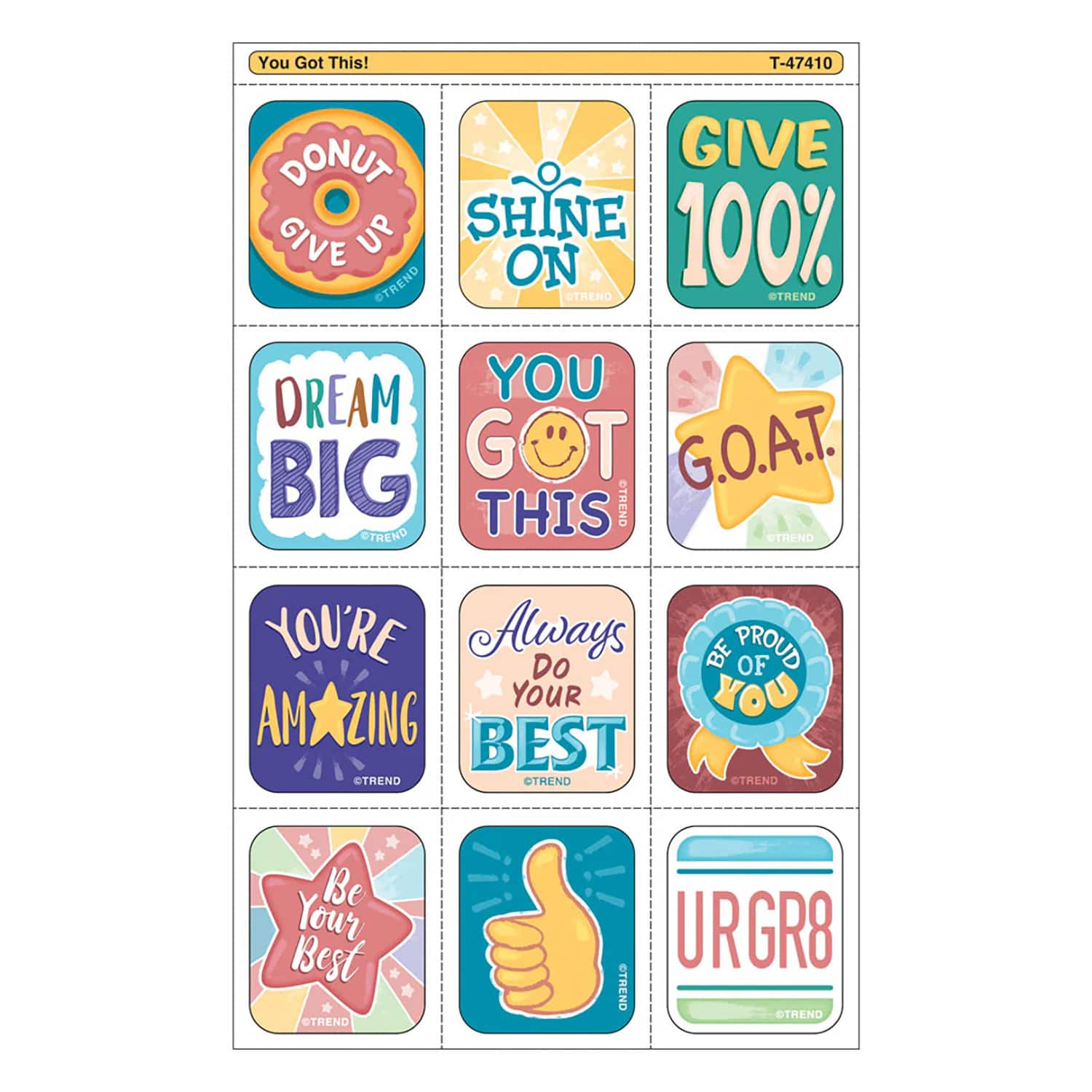 TREND Enterprises® You Got This! Tear & Share Stickers™, 6 Packs of 60