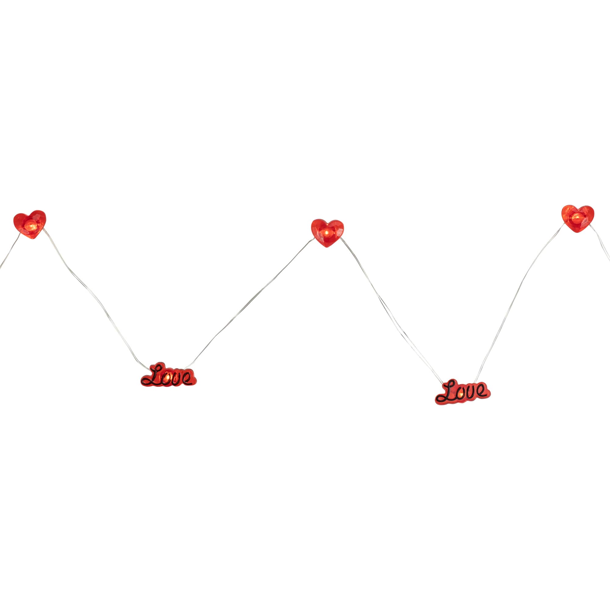 20ct. Red LED Valentine&#x27;s Day Love &#x26; Heart Fairy String Lights with Copper Wire