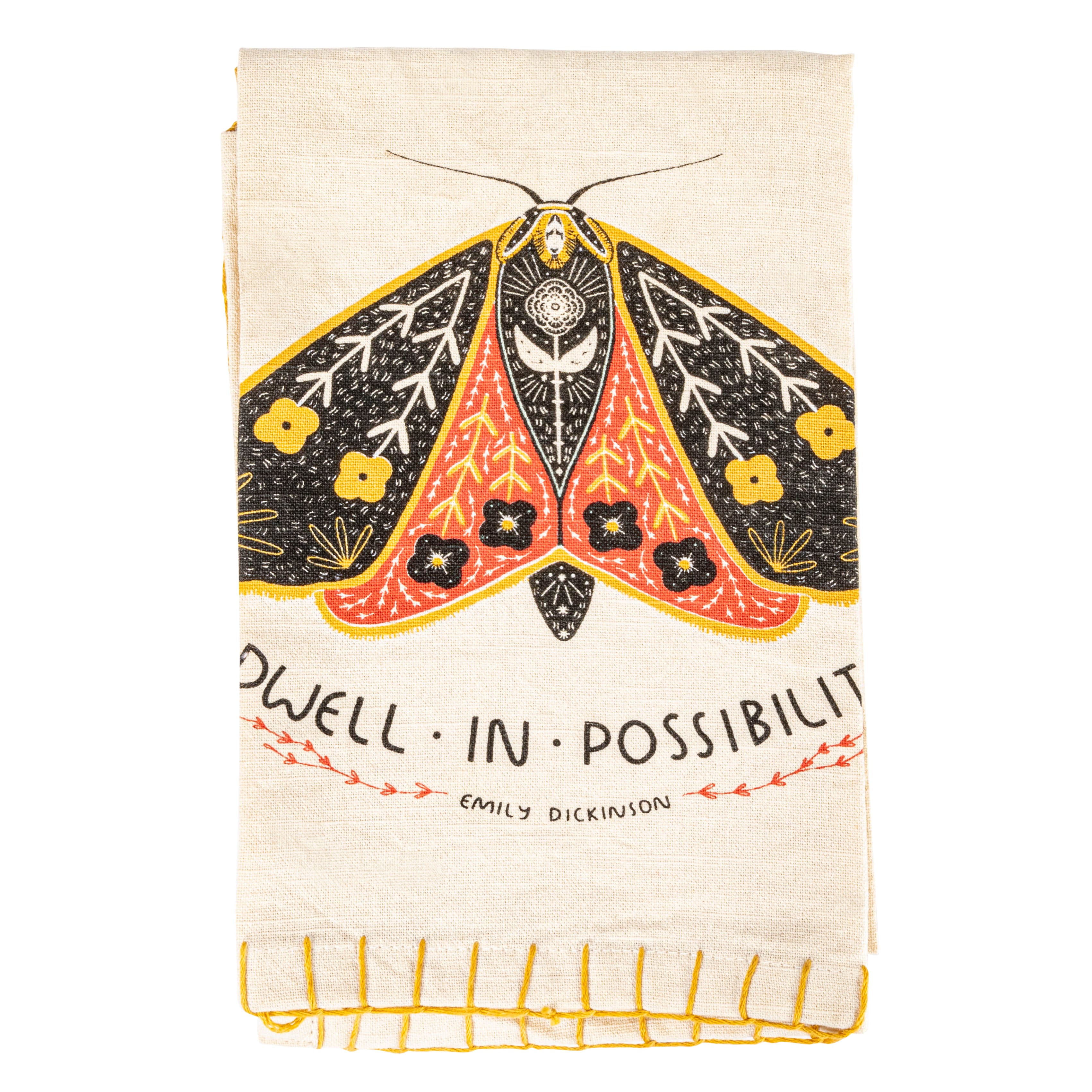 Hello Honey® Dwell in Possibility Moth Cotton Tea Towel