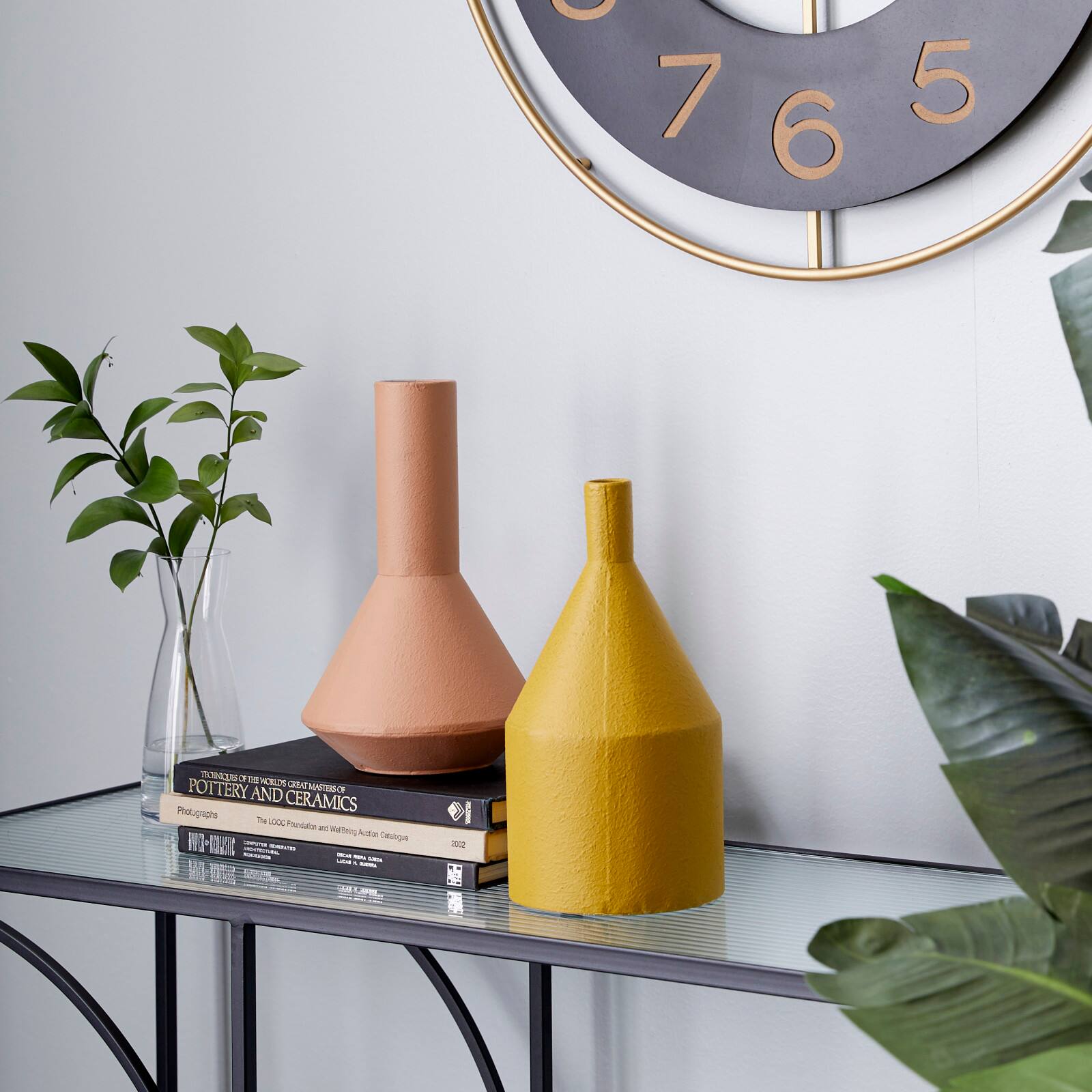 Set of 2 Multi Colored Metal Rustic Vase, 11.25", 11.5"