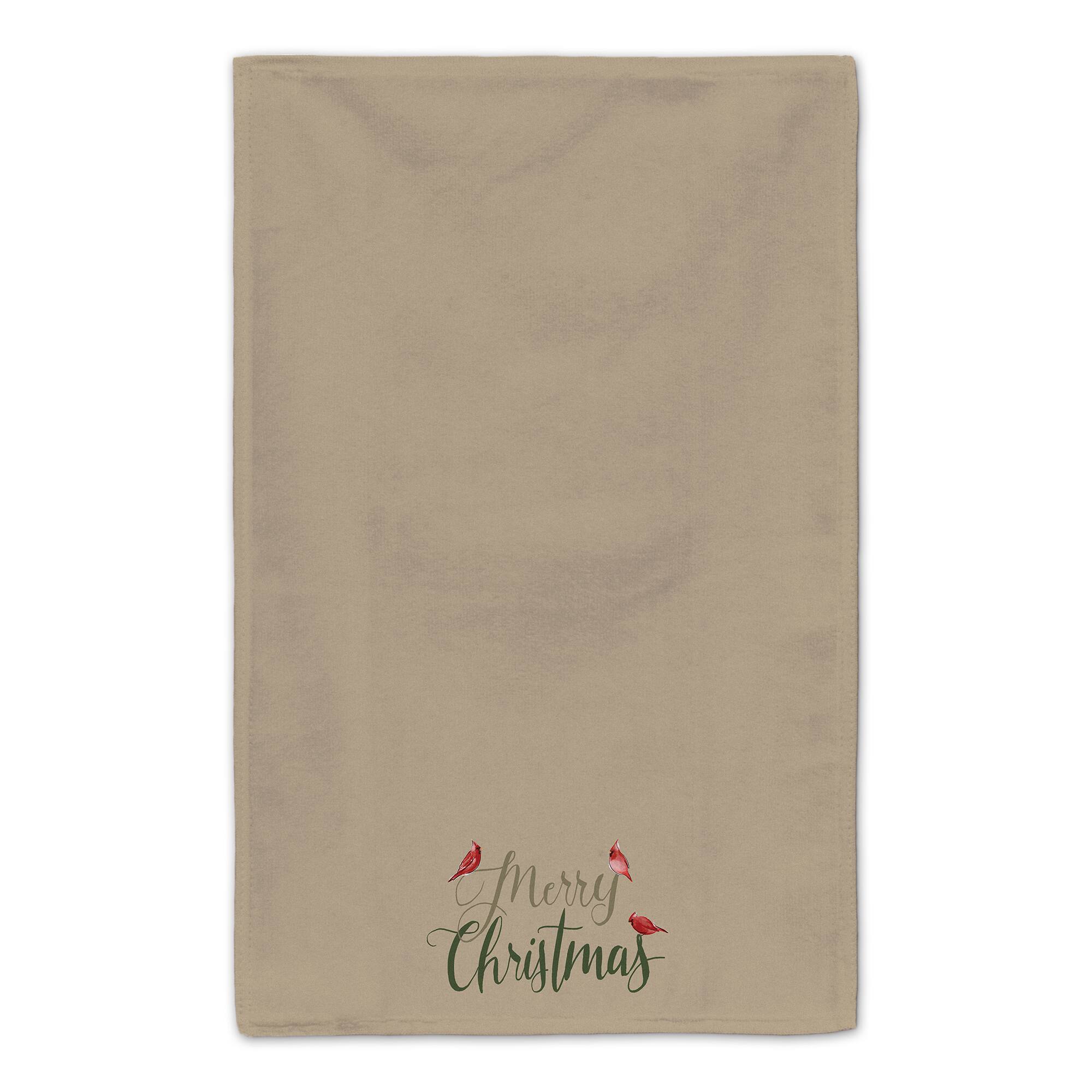 Brown Merry Christmas Cardinal Tea Towel Set