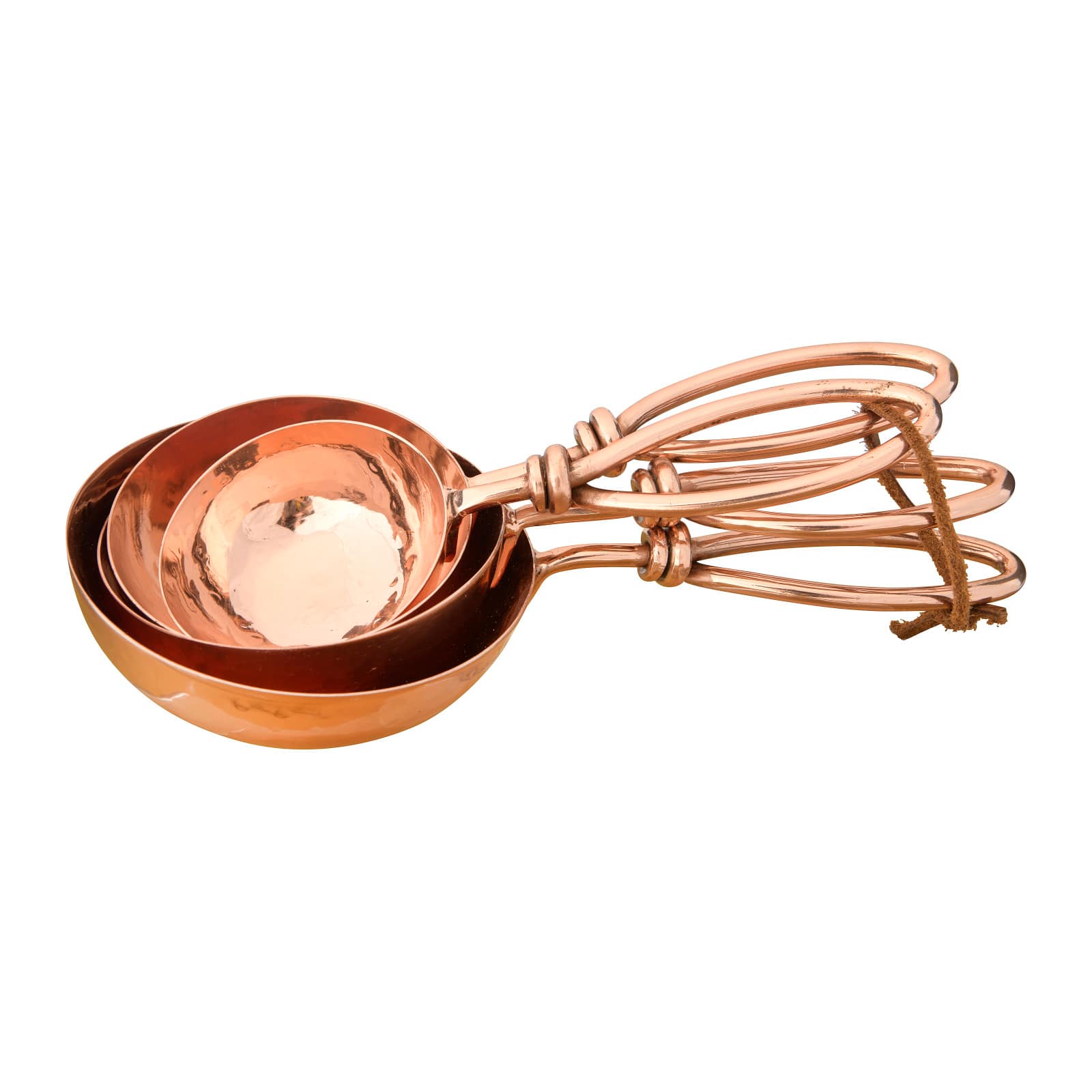 Hello Honey&#xAE; Hammered Stainless Steel Scoops with Leather Tie Set