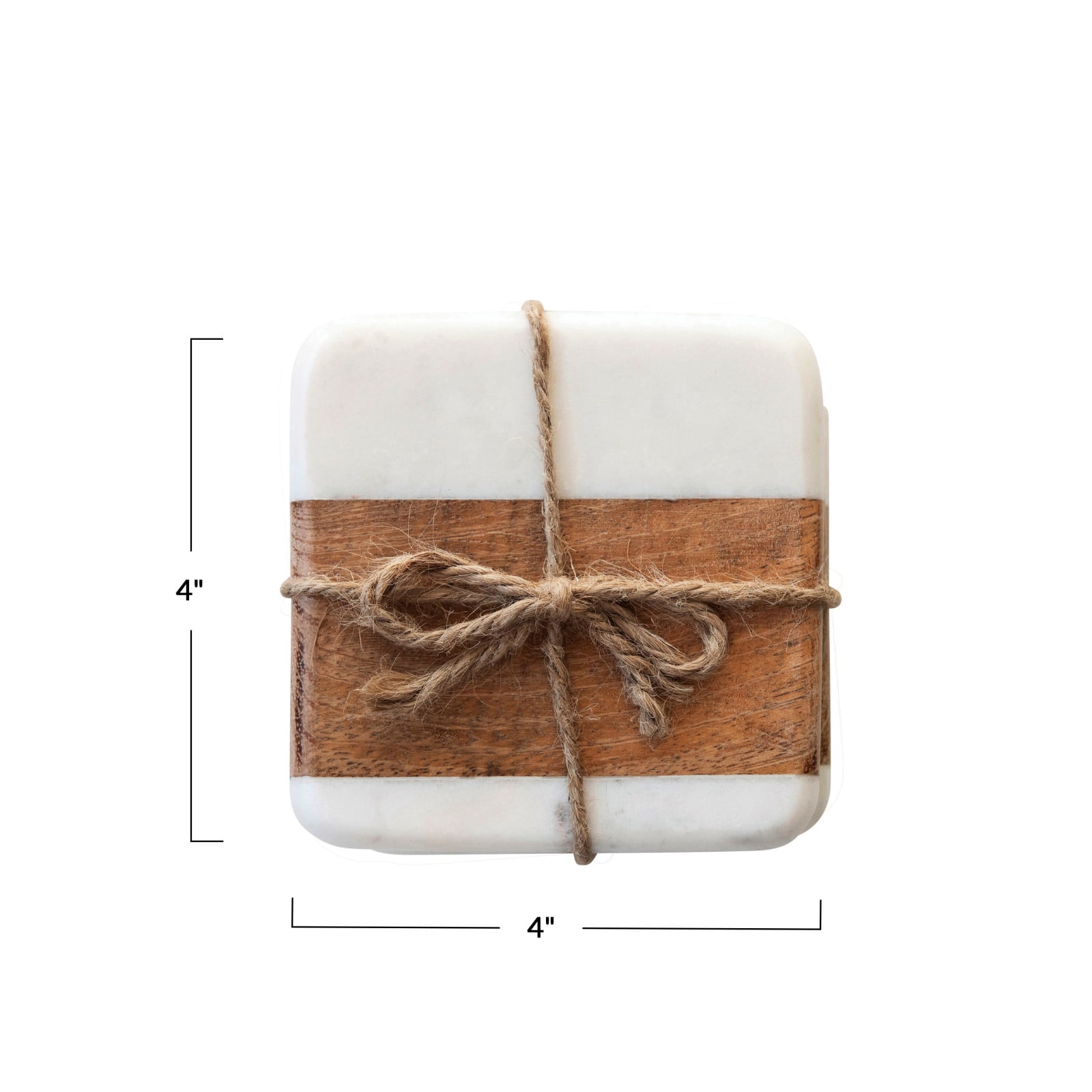 Hello Honey&#xAE; White Marble &#x26; Acacia Wood Coasters Set