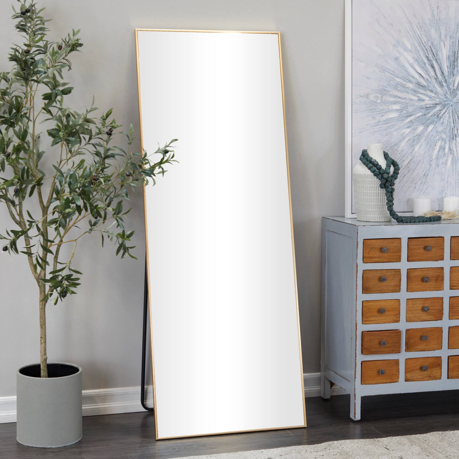 Gold Metal Modern Floor Mirror, 26" x 14" x 65" Mirrors Michaels