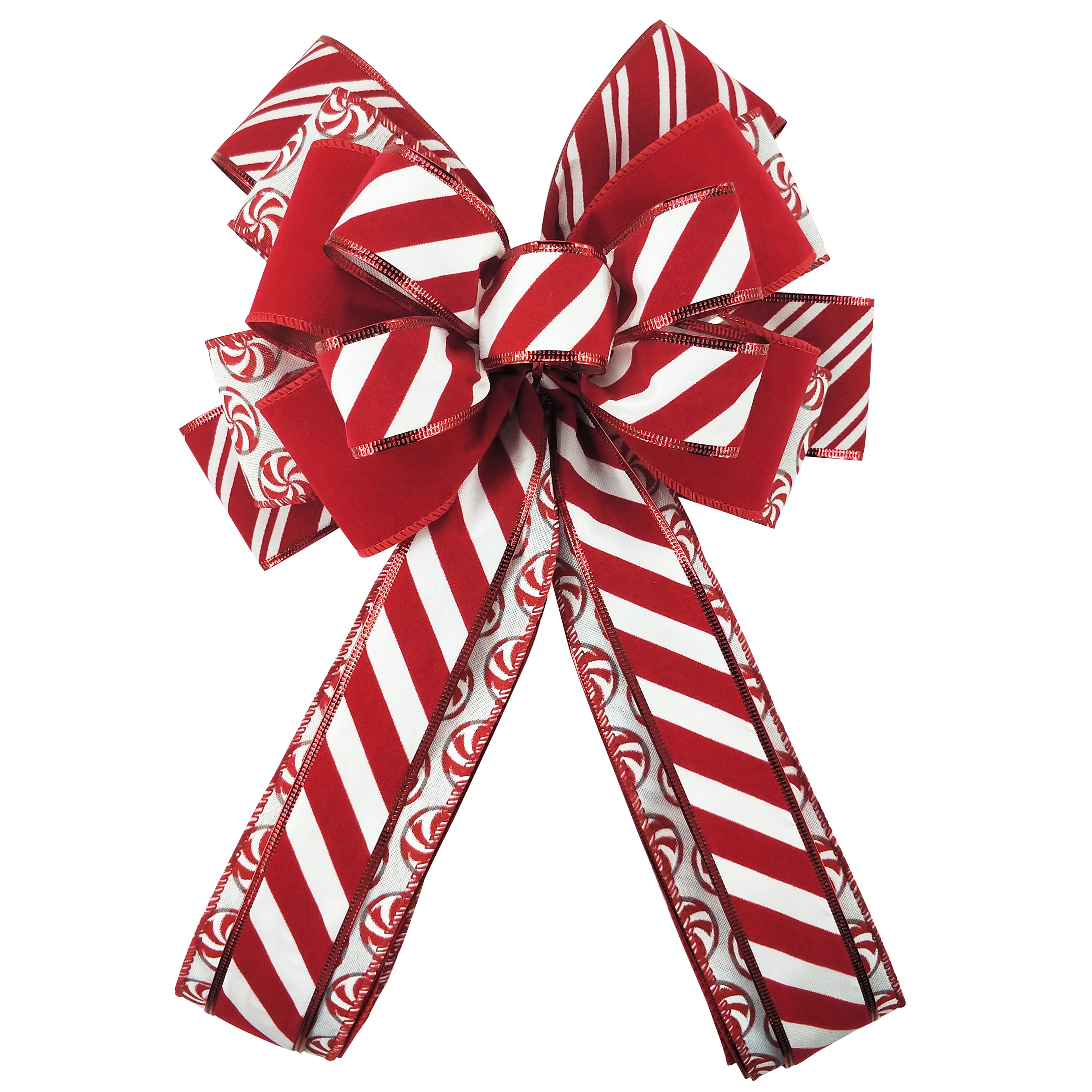 Christmas Tree Topper. Bows Candy Cane Topper Red & White Striped Bow  Peppermint Ribbon - Yahoo Shopping