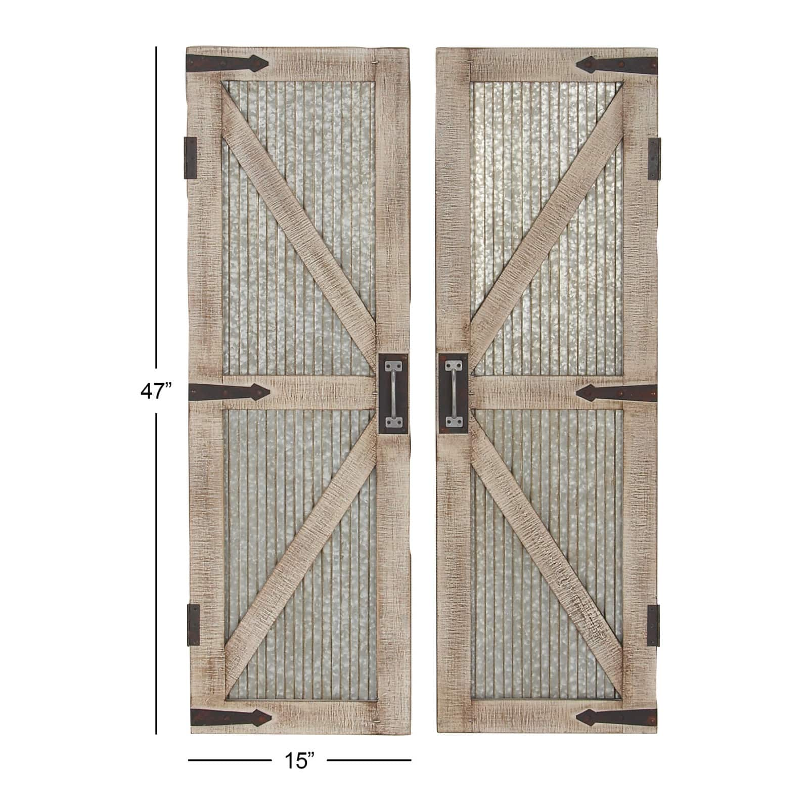 47&#x22; Silver Metal Farmhouse Doors Wall D&#xE9;cor