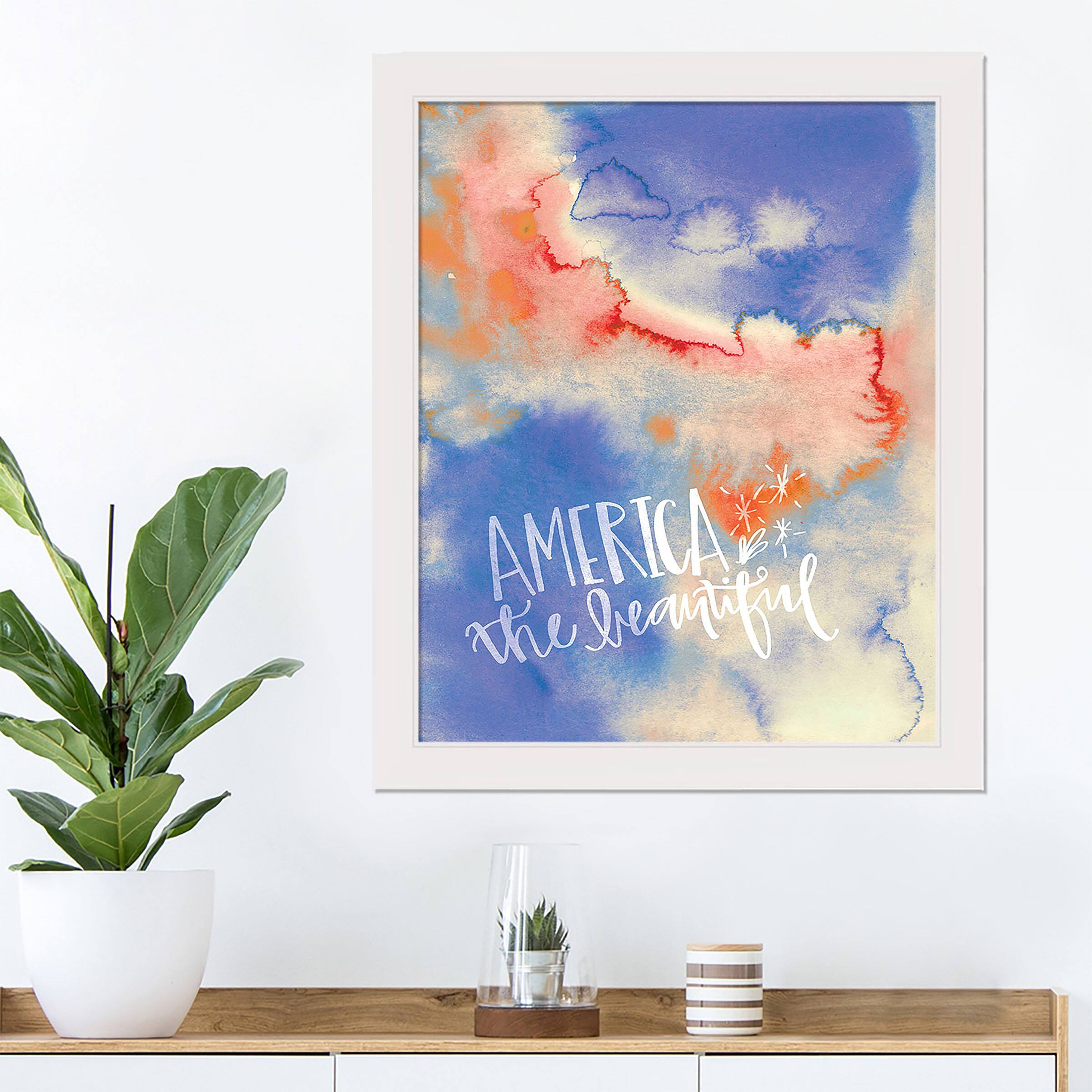 America The Beautiful White Framed Print Under Plexiglass