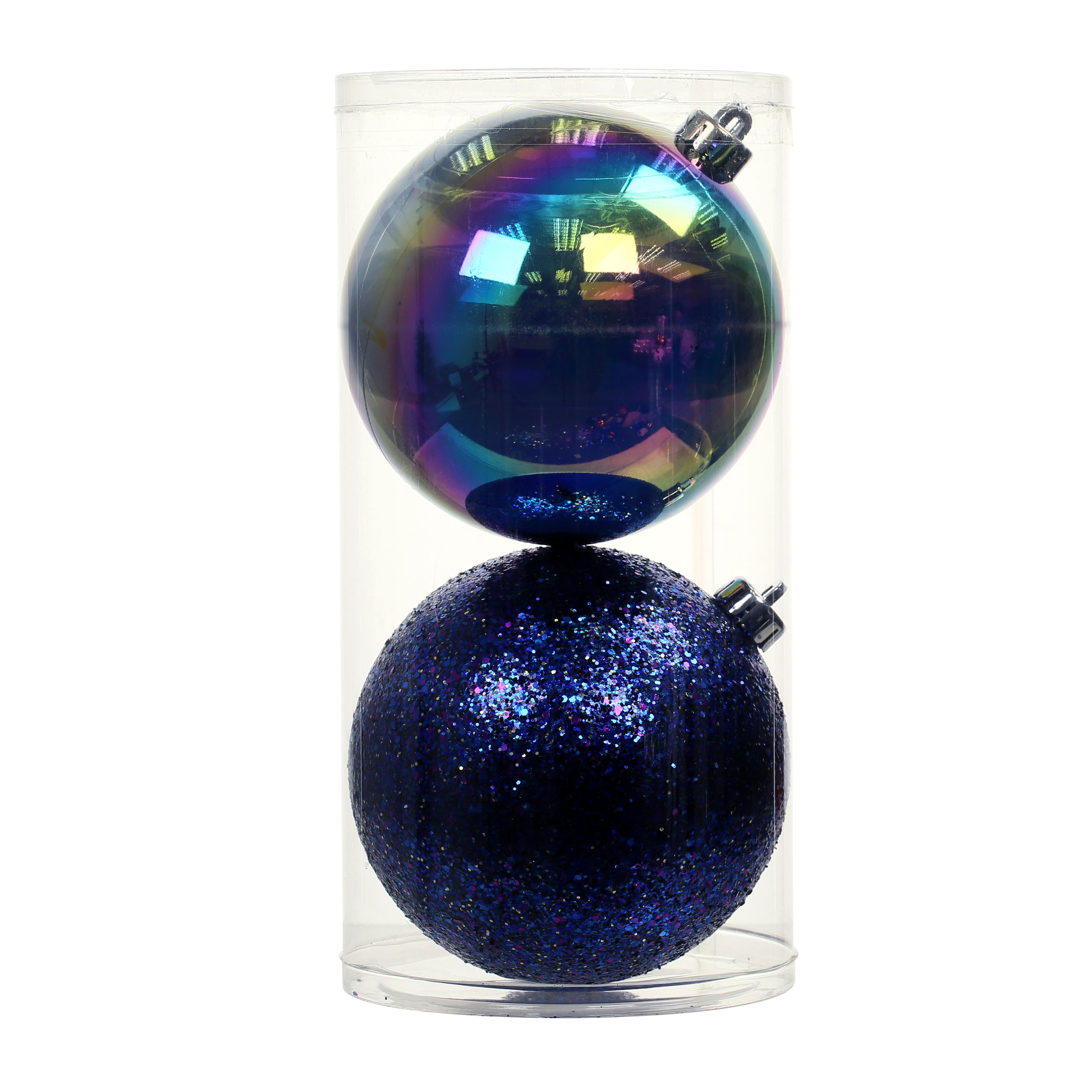 6" Shiny Multicolor & Purple Glitter Plastic Ball Ornament Set by Ashland®