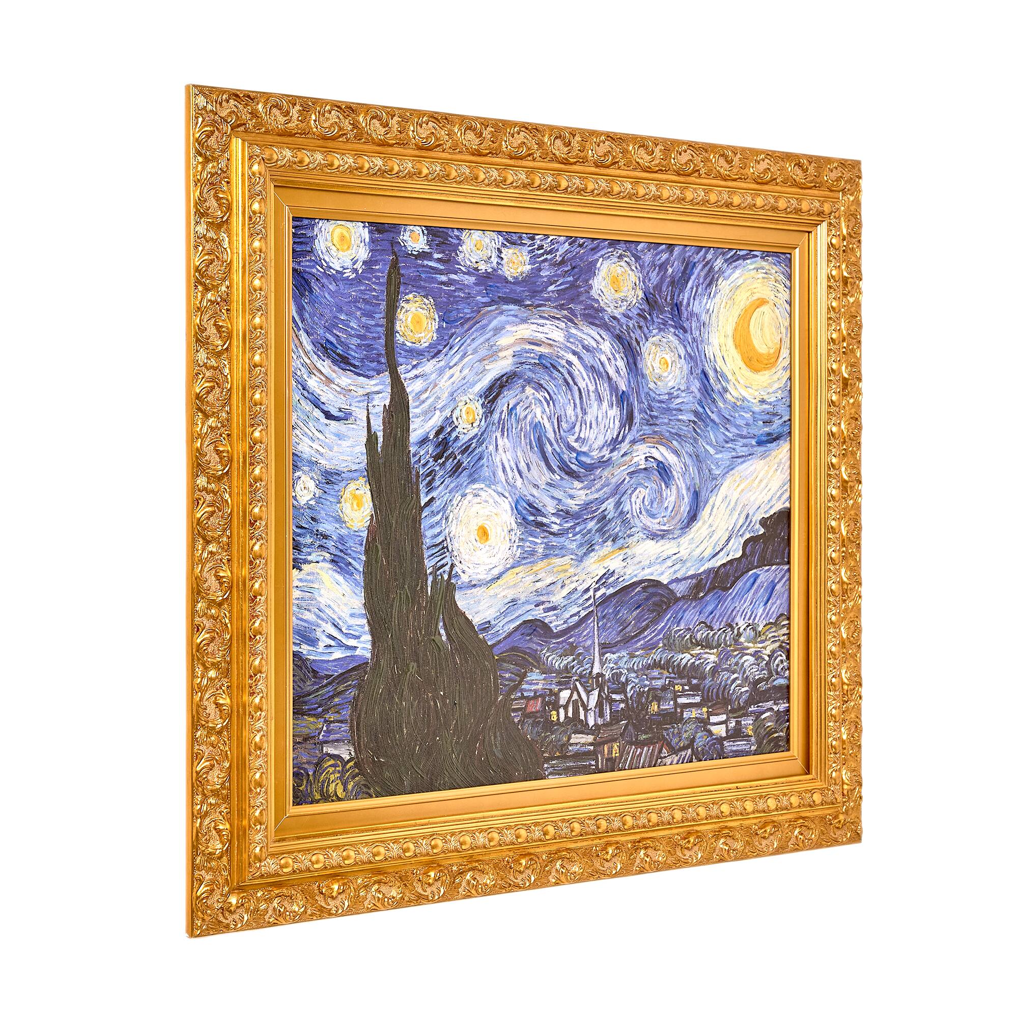 American Art Decor Ornate Framed Starry Night Canvas Print by Vincent van Gogh - 27.75" x 31.5"