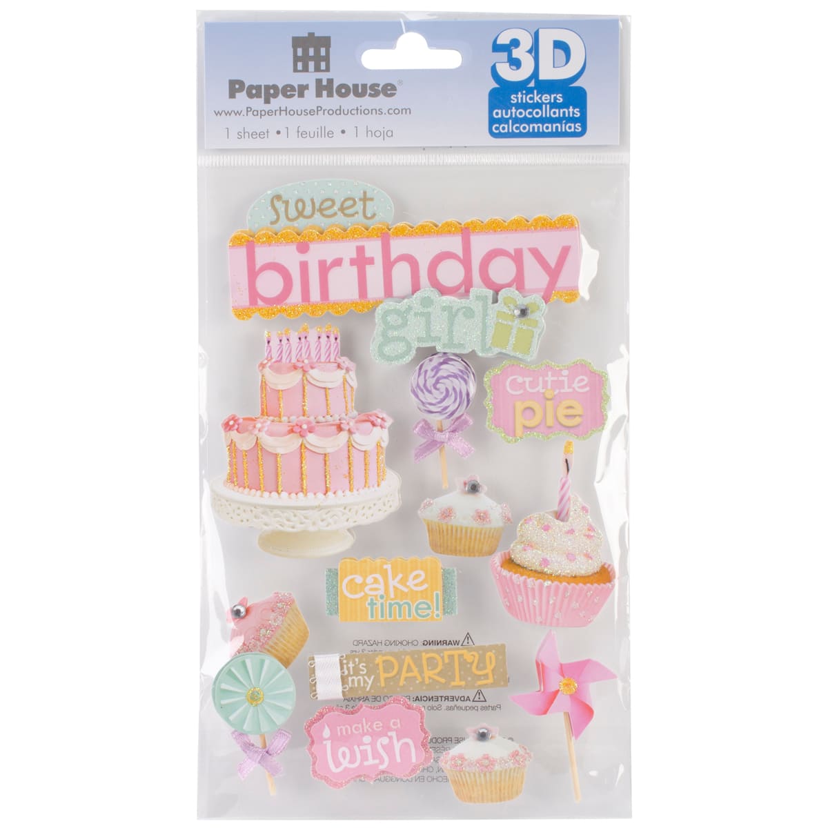 Paper House&#xAE; Sweet Birthday Girl 3D Stickers