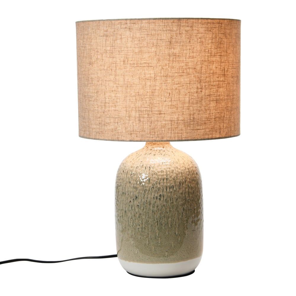 Hello Honey® 22" Taupe Reactive Glaze Stoneware Table Lamp with Linen Shade