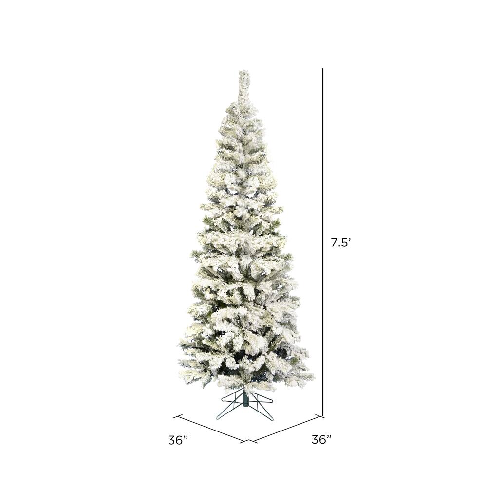 7.5ft. Flocked Pencil Pacific Pine Artificial Christmas Tree | Shop All ...