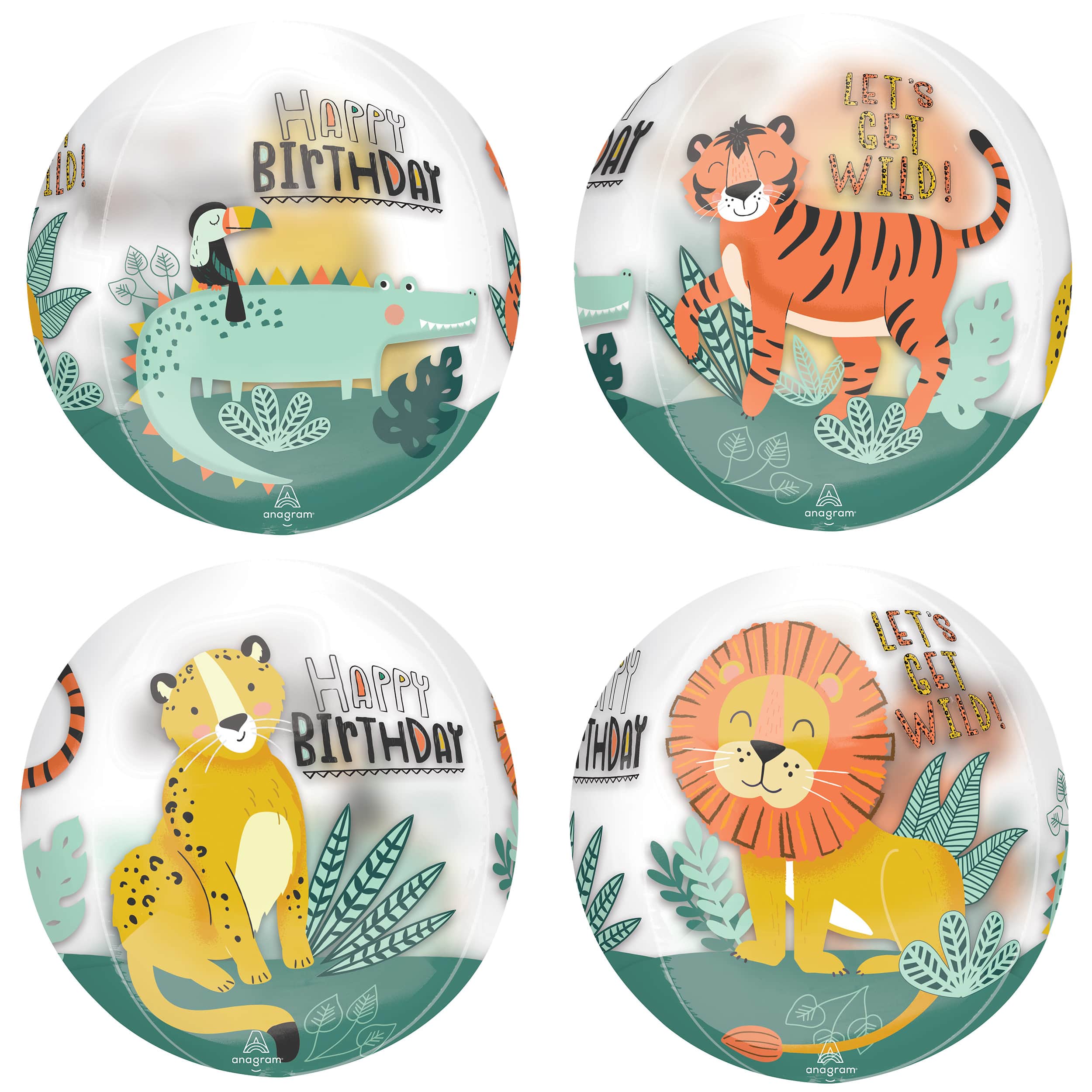 Orbz&#xAE; XL&#x2122; 16&#x22; Get Wild Birthday Clear Foil Balloon