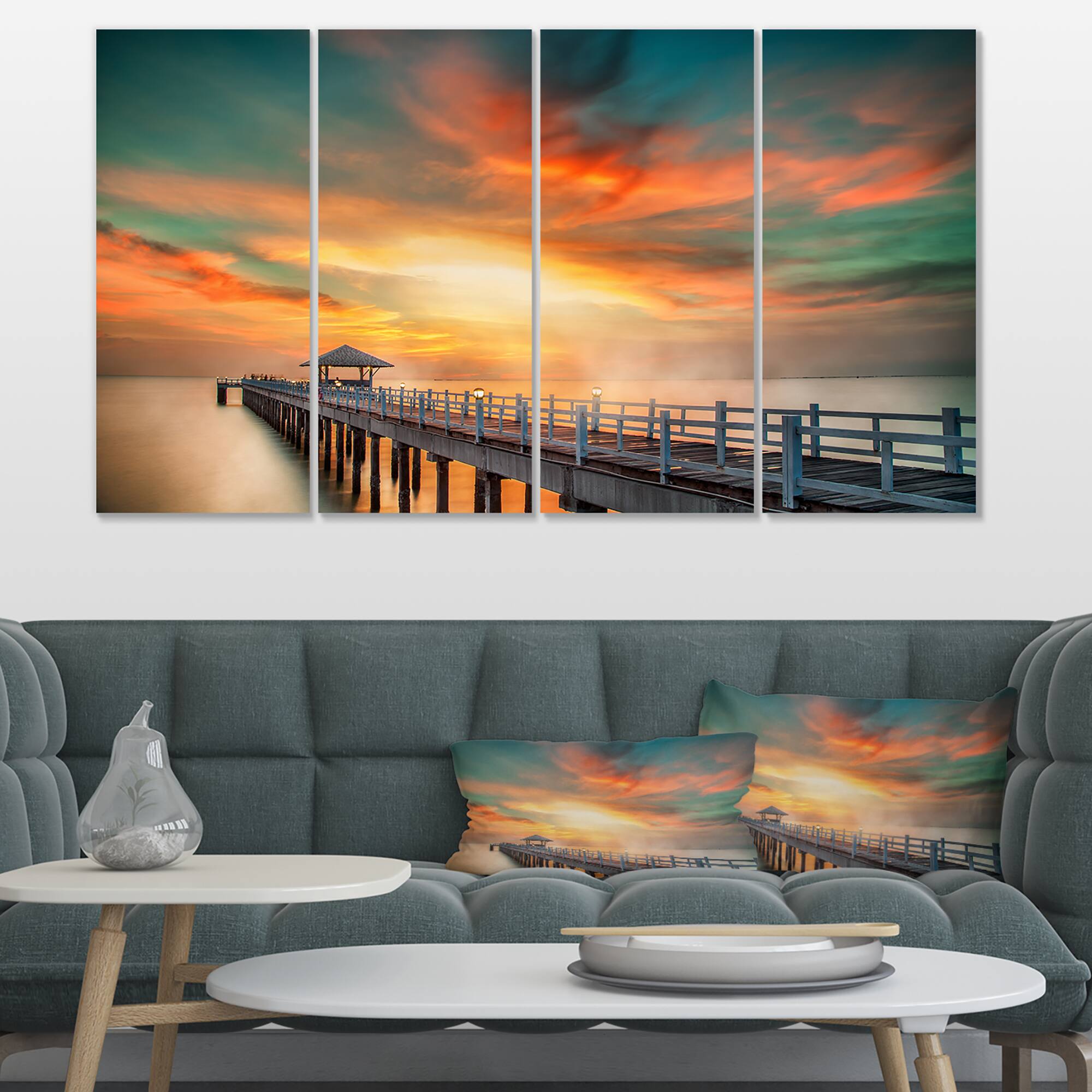 Designart - Wooden Pier - Landscape Photo Canvas Art Print