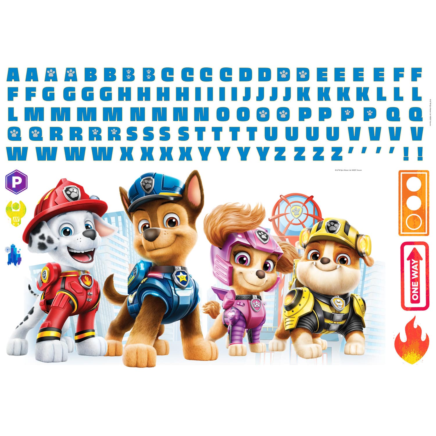 RoomMates Paw Patrol Peel & Stick Giant Wall Decal Set with Alphabet