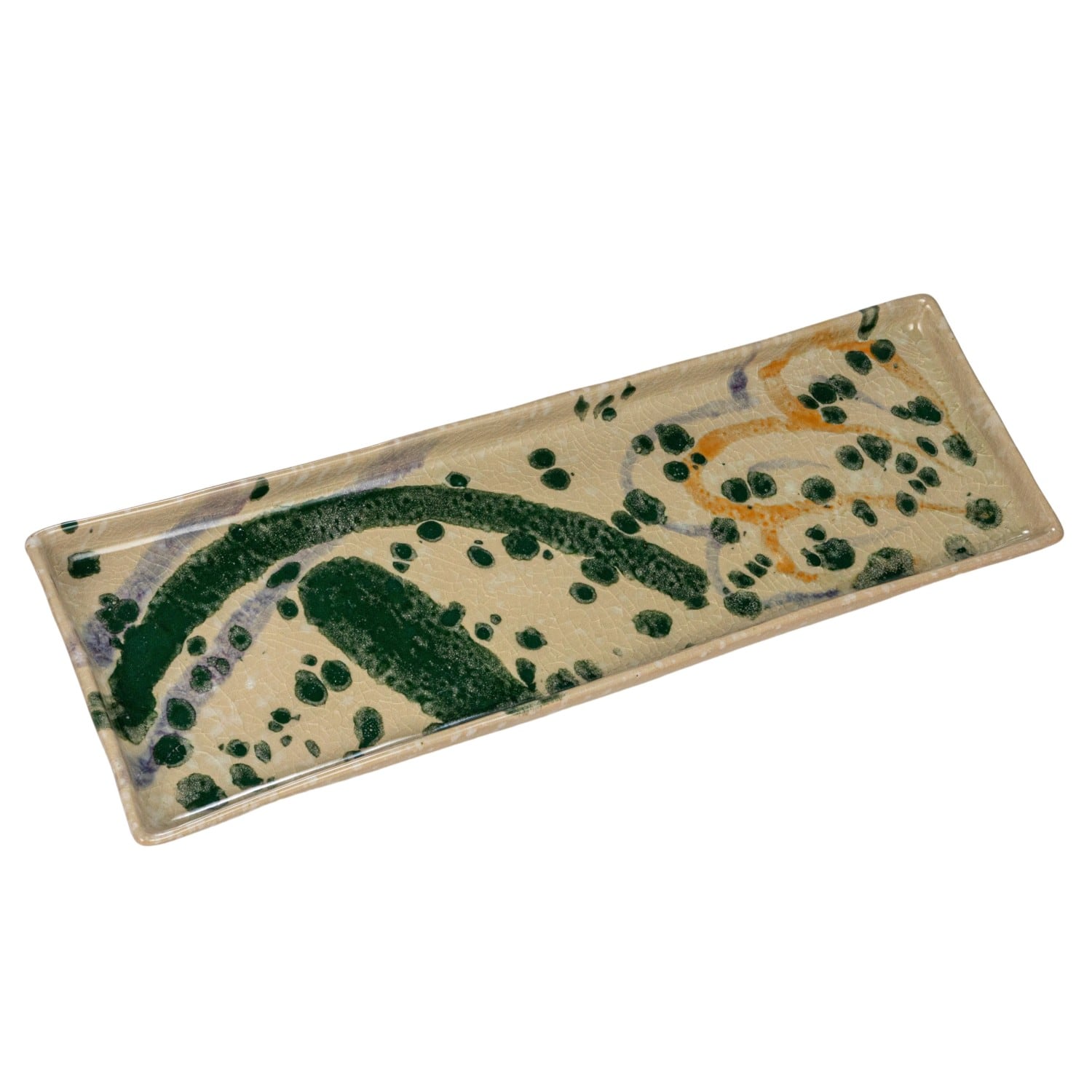 Hello Honey® 15.75" Green & Cream Abstract Design Stoneware Platter