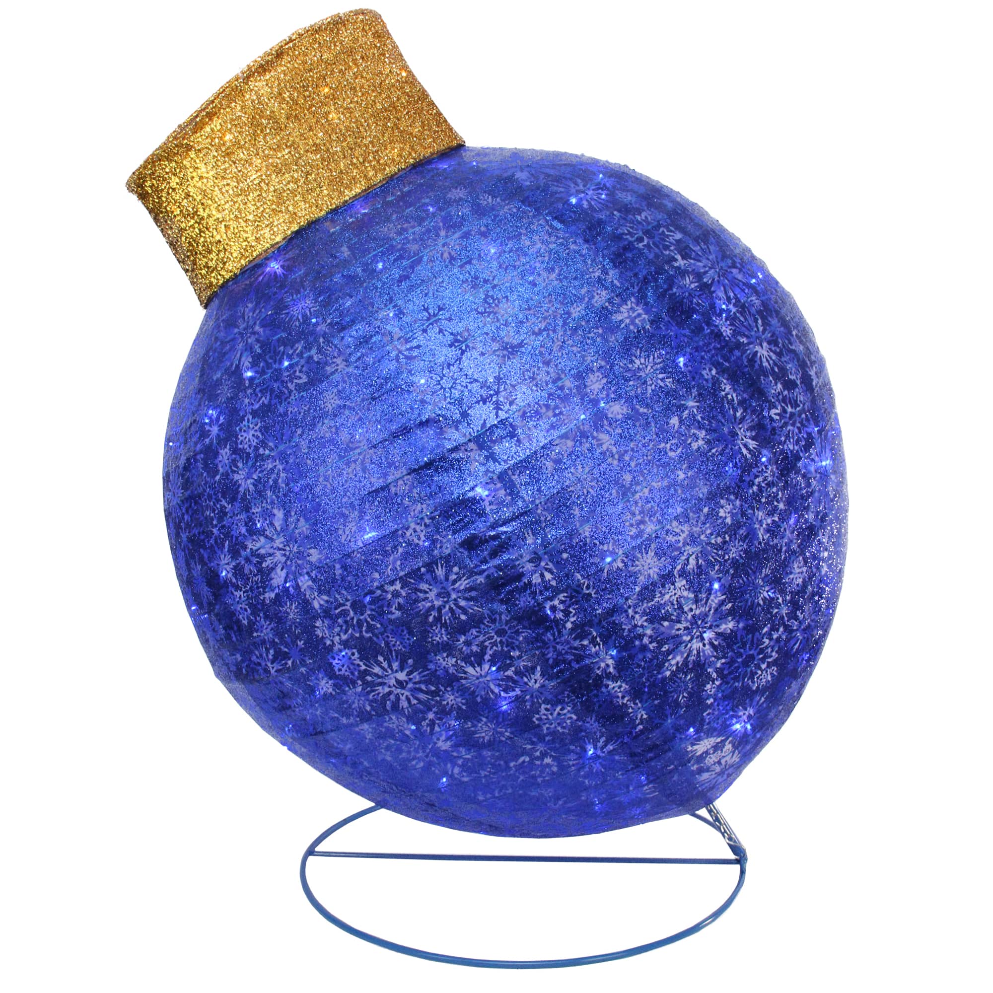 3ft. Blue LED Twinkling Glittered Christmas Ball Ornament Decoration