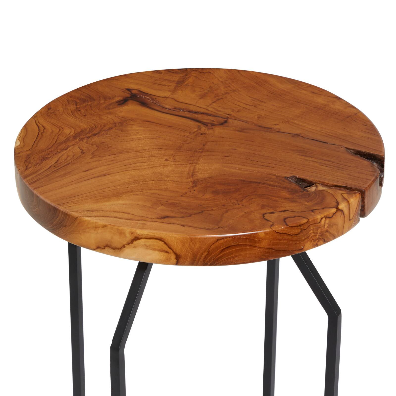 24" Brown Teak Wood Contemporary Accent Table