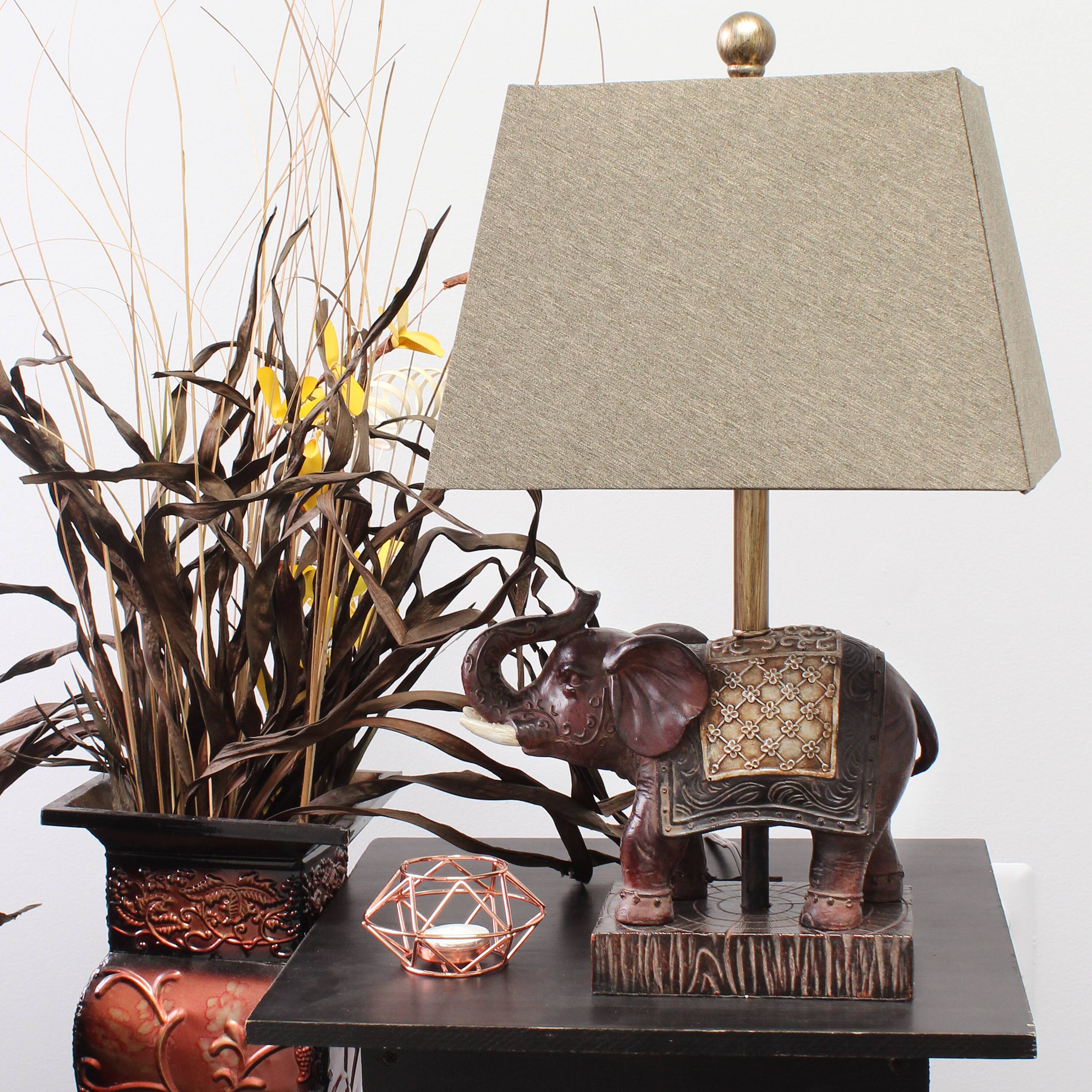 Lalia Home 20.5&#x22; Elephant Table Lamp with Fabric Shade