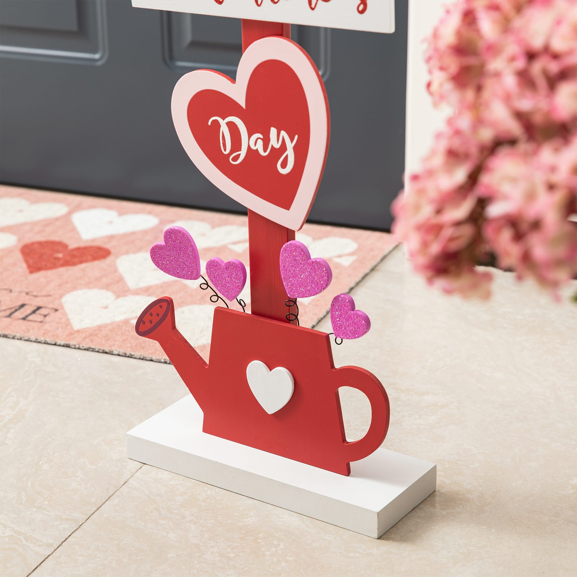 Glitzhome® 35.75" Valentine's Wooden Heart & Love House Porch Décor