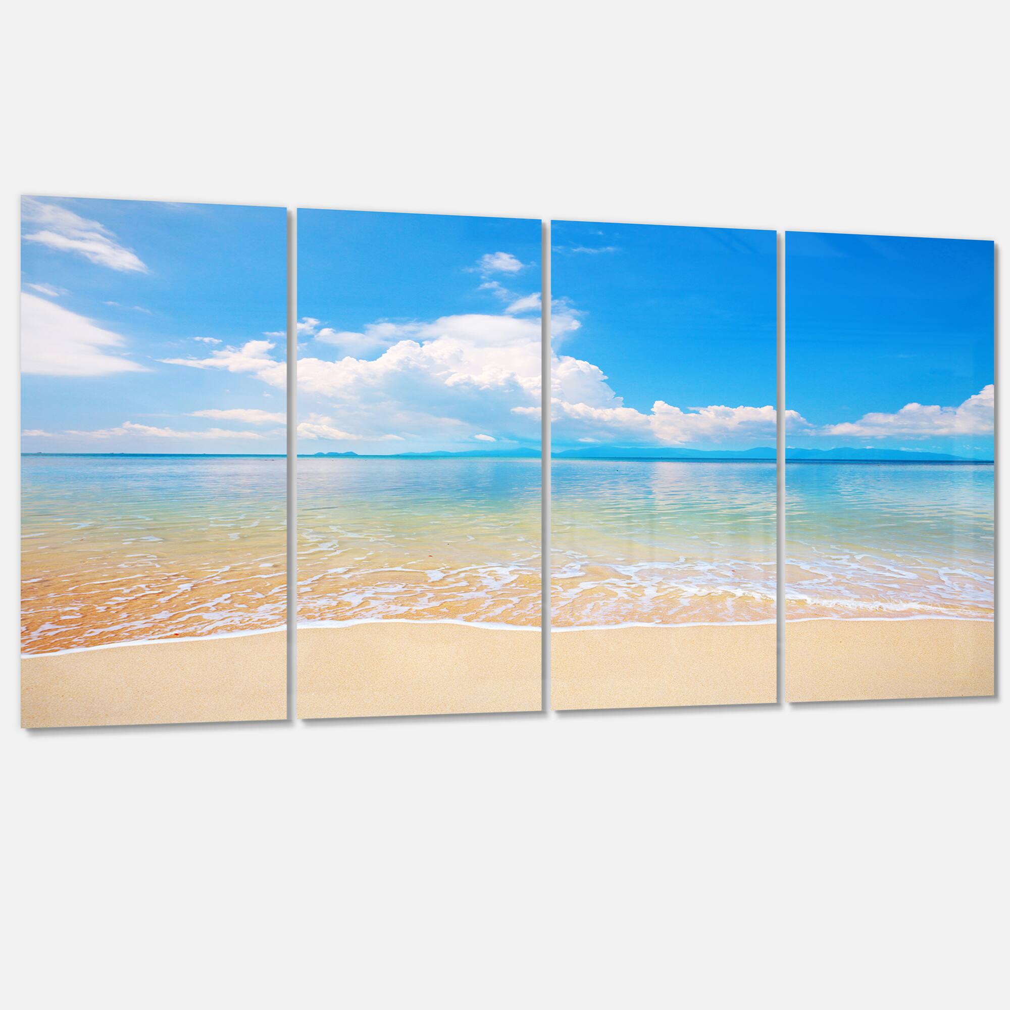 Designart - Large Clouds Over Calm Beach - Seashore Photo Canvas Print