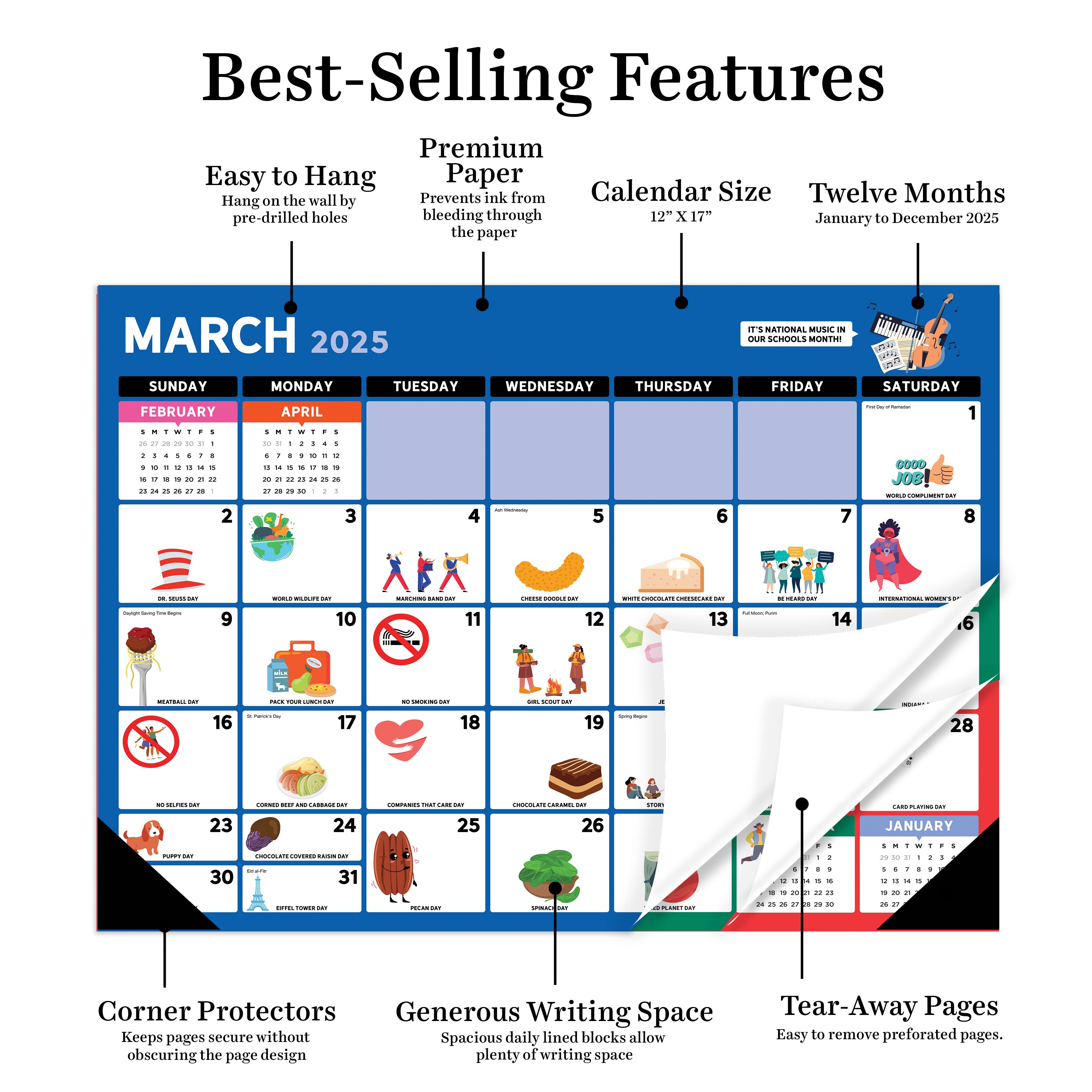 TF Publishing Medium 2025 Every Day is a Holiday Monthly Blotter Desk Pad Calendar