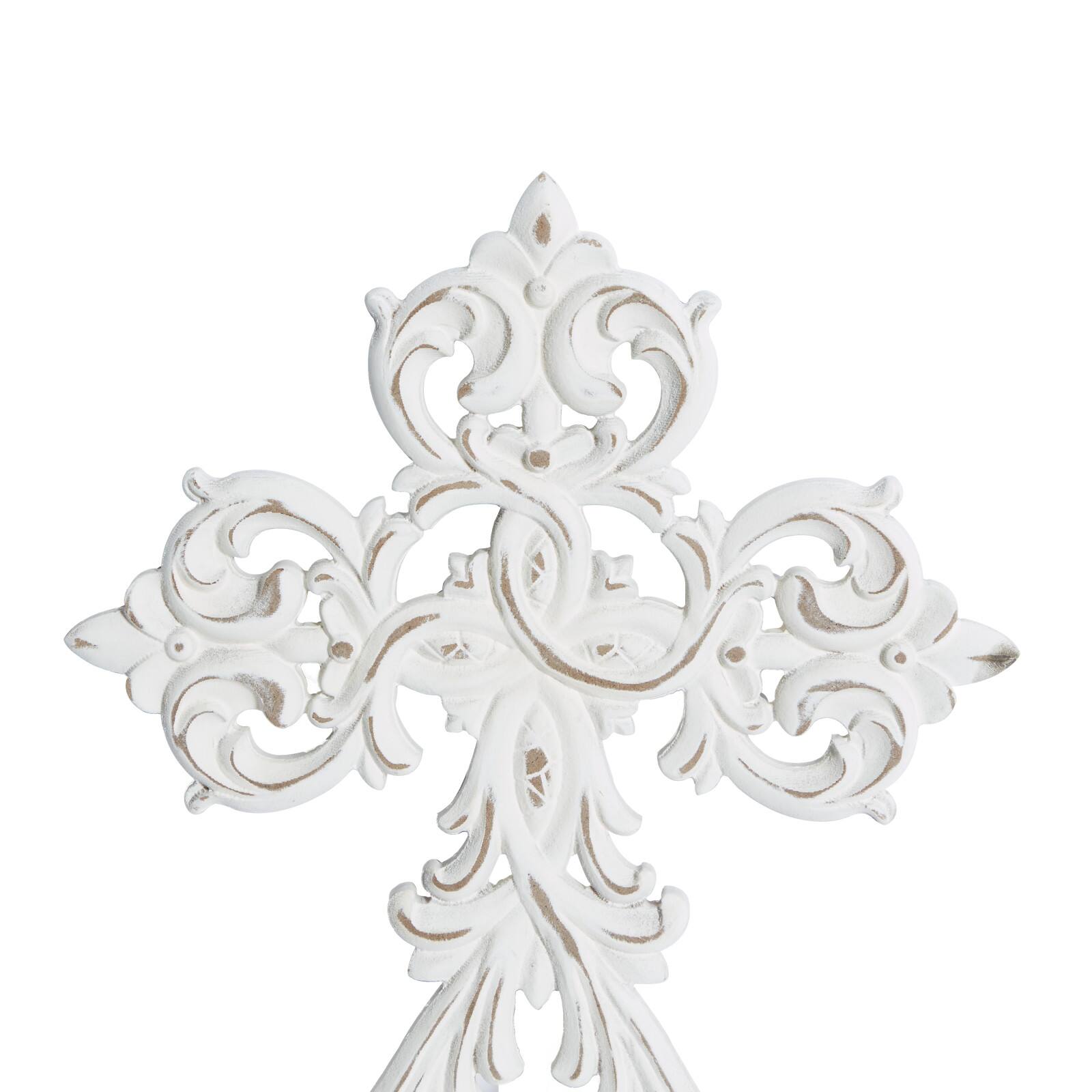 Set of 3 White Wood Traditional Wall Decor 11&#x22;, 10&#x22;