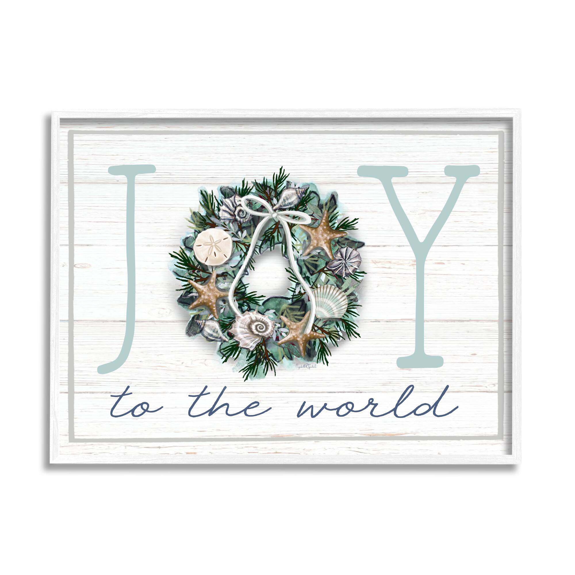 Stupell Industries Joy To The World Nautical Wreath Framed Giclee Art