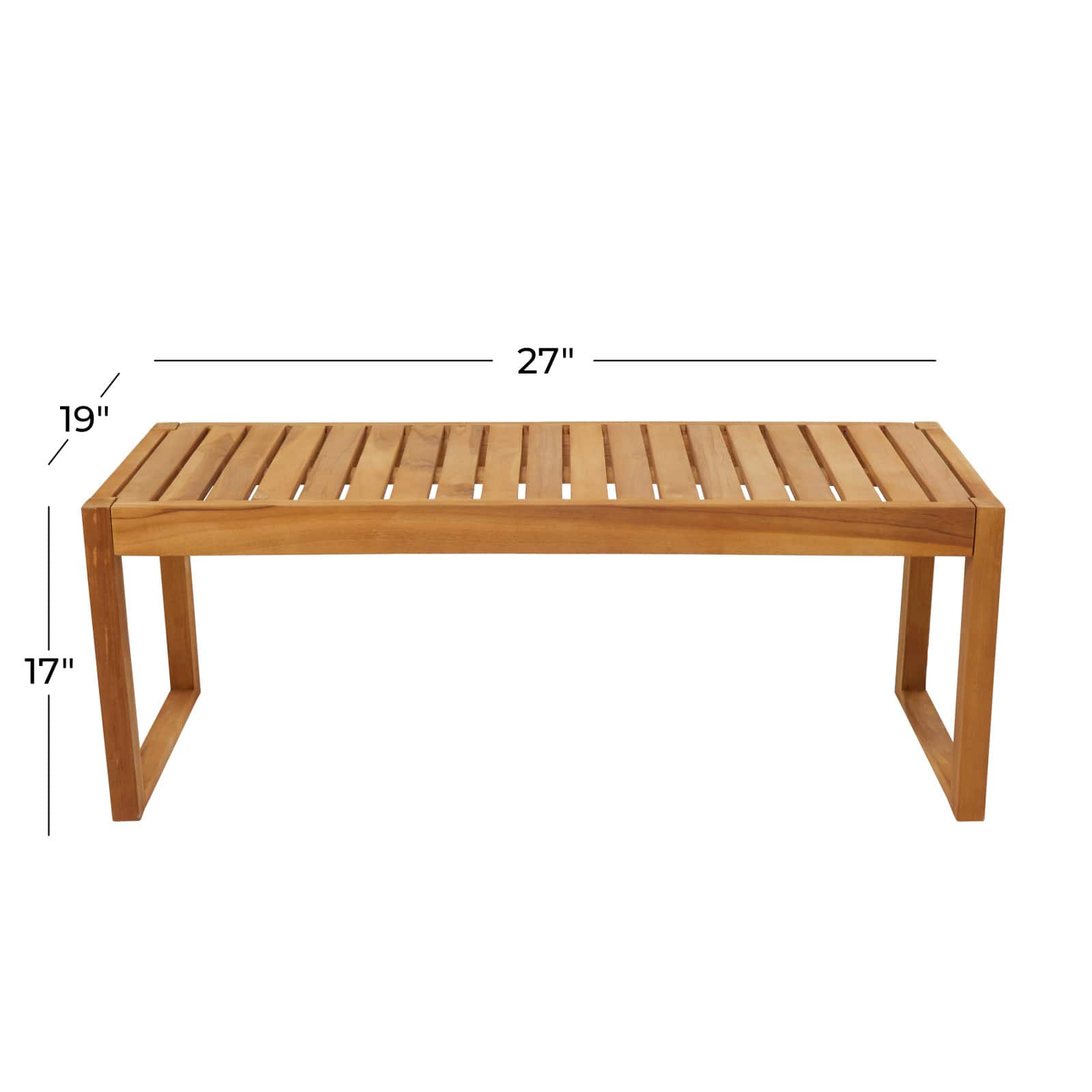 47&#x22; Brown Teak Wood Slatted Outdoor Accent Table