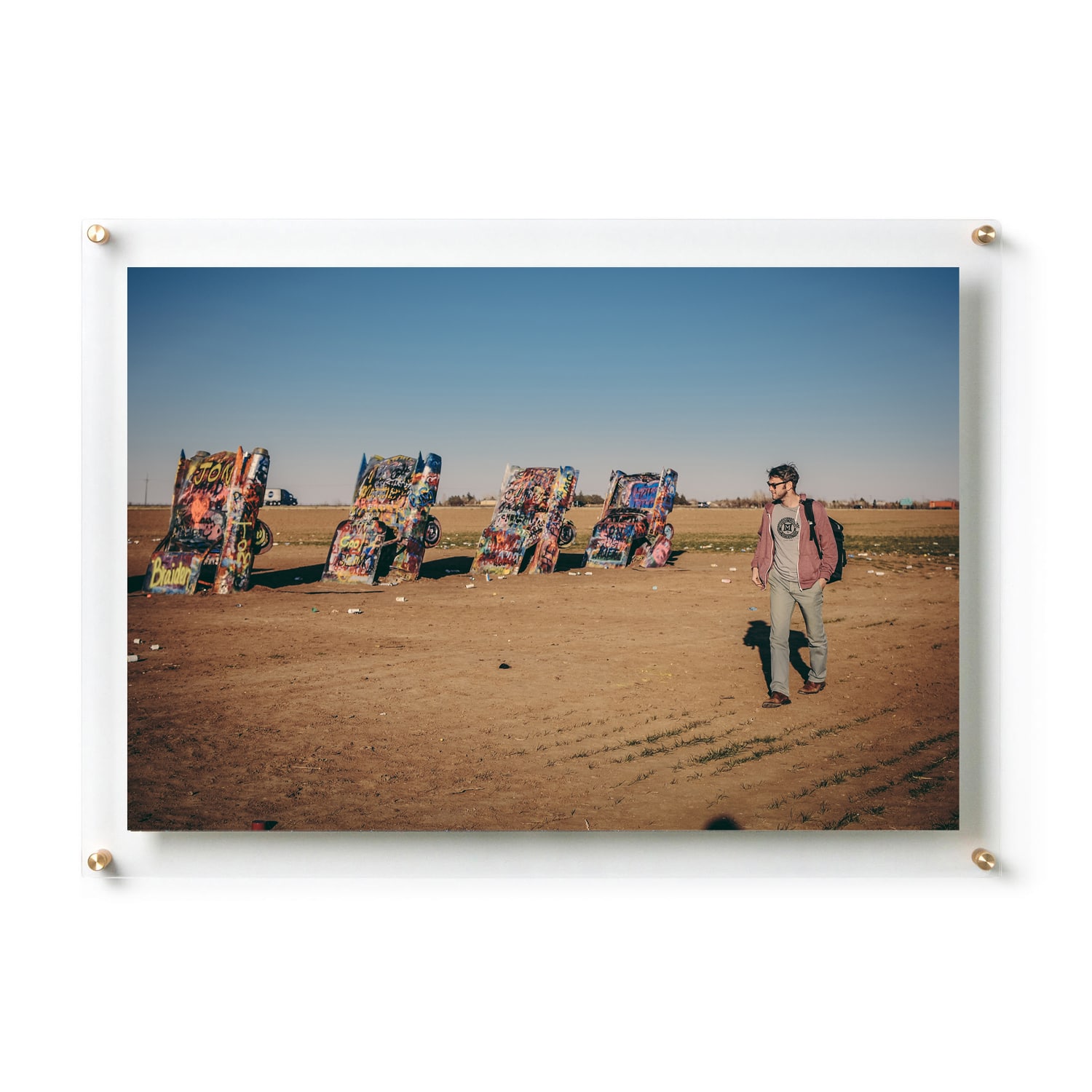 Wexel Art Double Panel Clear Acrylic Floating Wall Frame with Gold Hardware