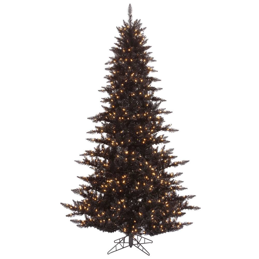 3ft. Pre-Lit Black Fir Artificial Christmas Tree, Warm White LED Lights